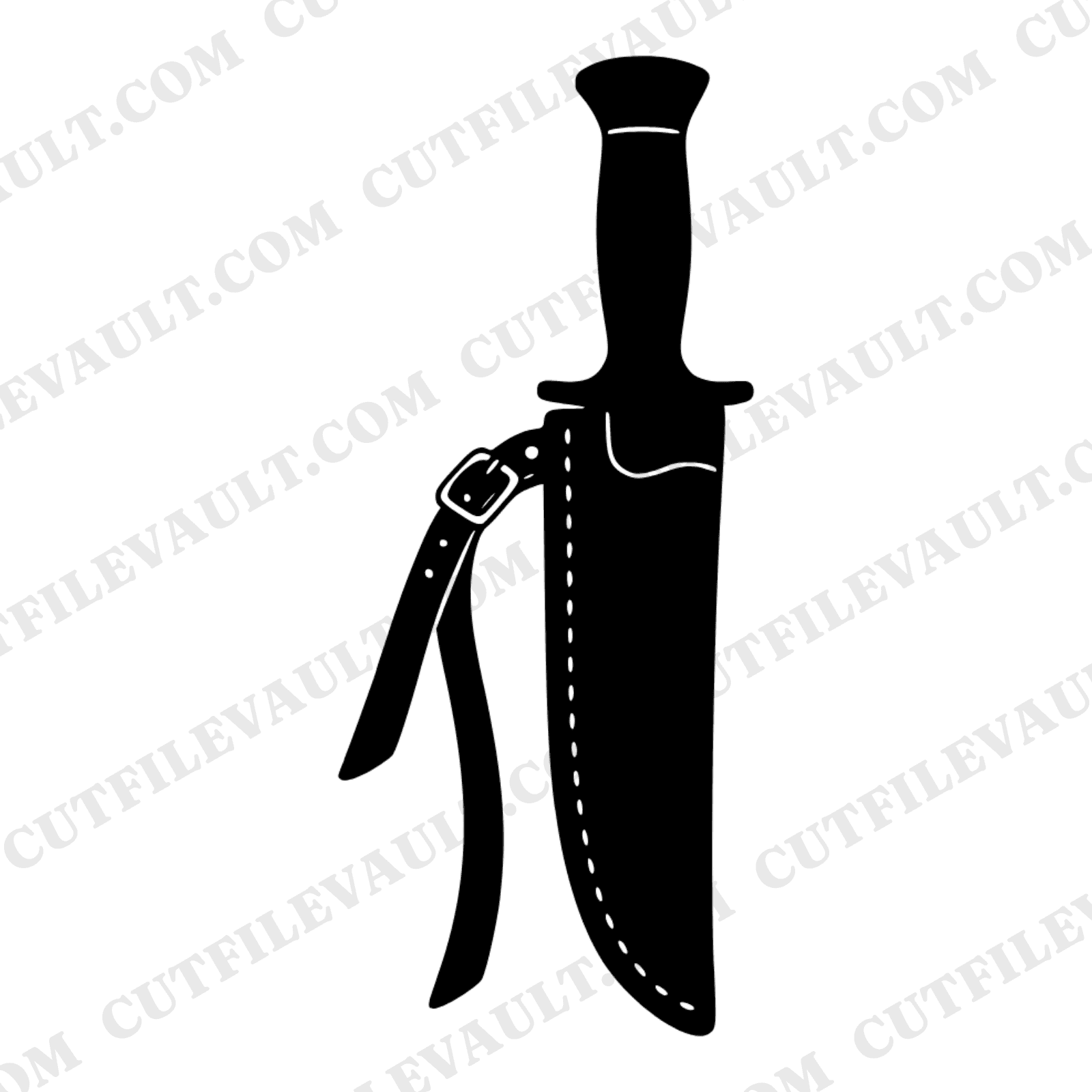 Hunting Knife Sheath SVG PNG Retro 70s Outdoorsman Silhouette Cut File Tattoo Flash Design — view 1