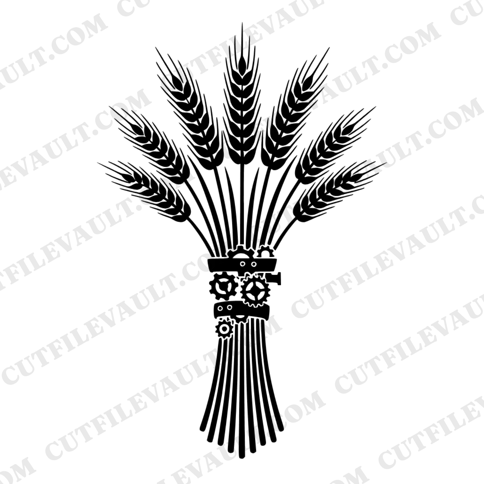 Steampunk Wheat Sheaf SVG PNG, Thanksgiving Harvest Cut File, Boho Farmhouse Autumn Decor Design — view 1