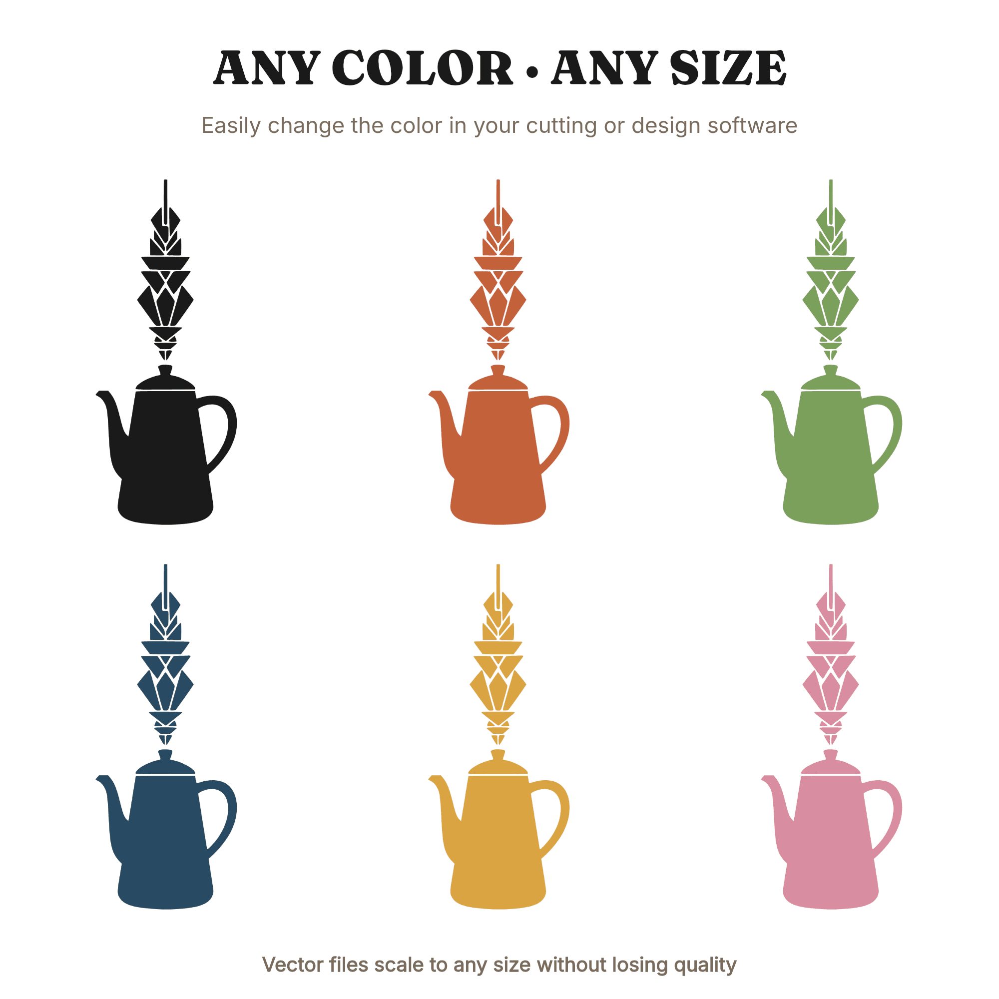 Vintage Farmhouse Coffee Percolator SVG PNG Art Deco Geometric Steam Kitchen Wall Decor Cut File — view 2