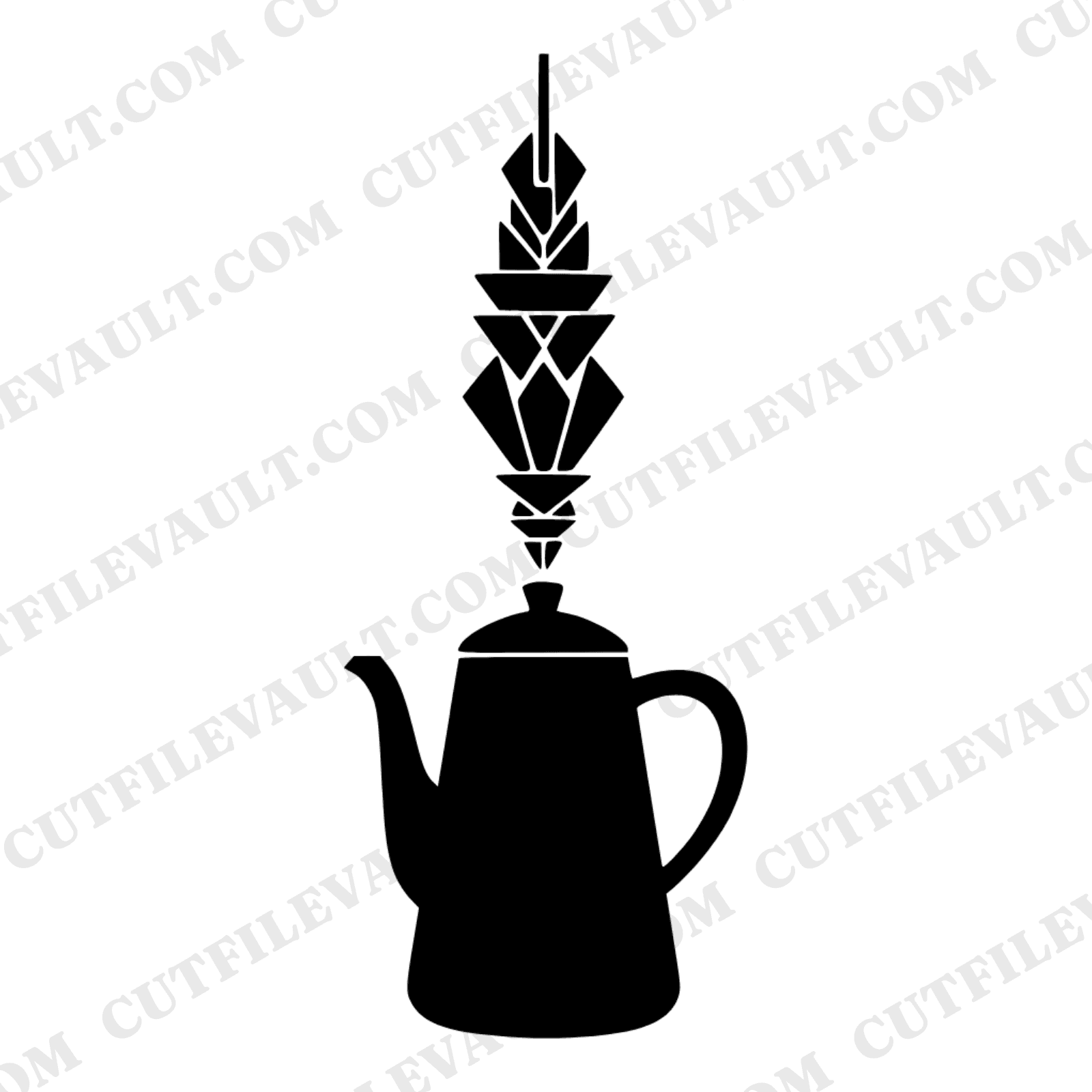 Vintage Farmhouse Coffee Percolator SVG PNG Art Deco Geometric Steam Kitchen Wall Decor Cut File — view 1