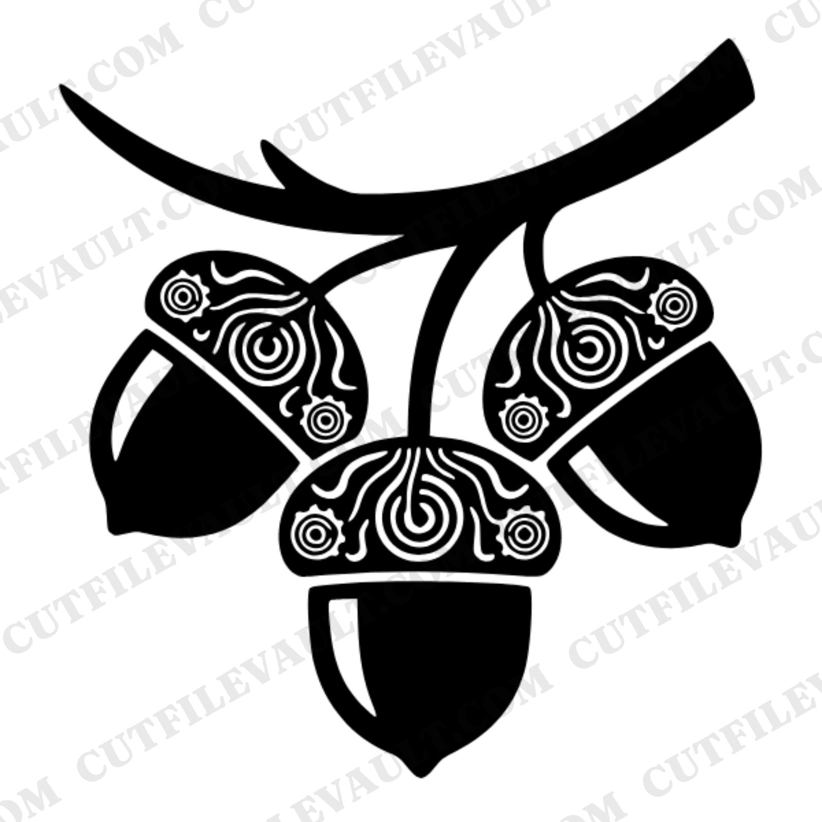 Mechanical Acorn SVG PNG, Retro 70s Autumn Branch Cut File, Vintage Thanksgiving Harvest Decor Design — view 1