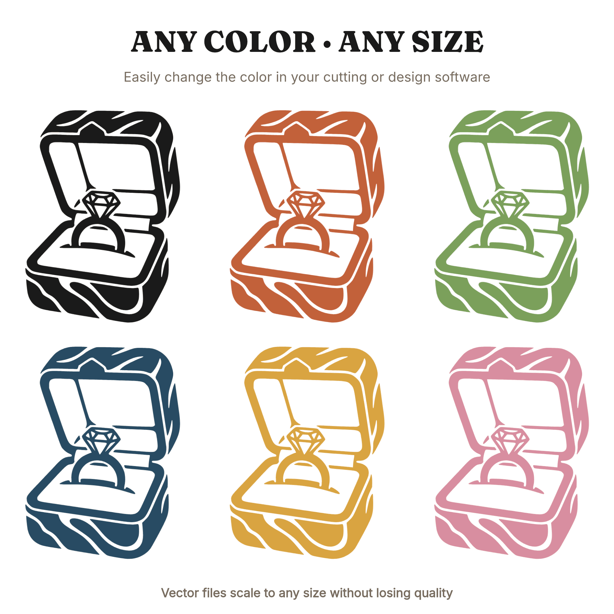 Engagement Ring Box SVG PNG From Above, Proposal Ring Cut File, Wedding Tattoo Flash Design — view 2