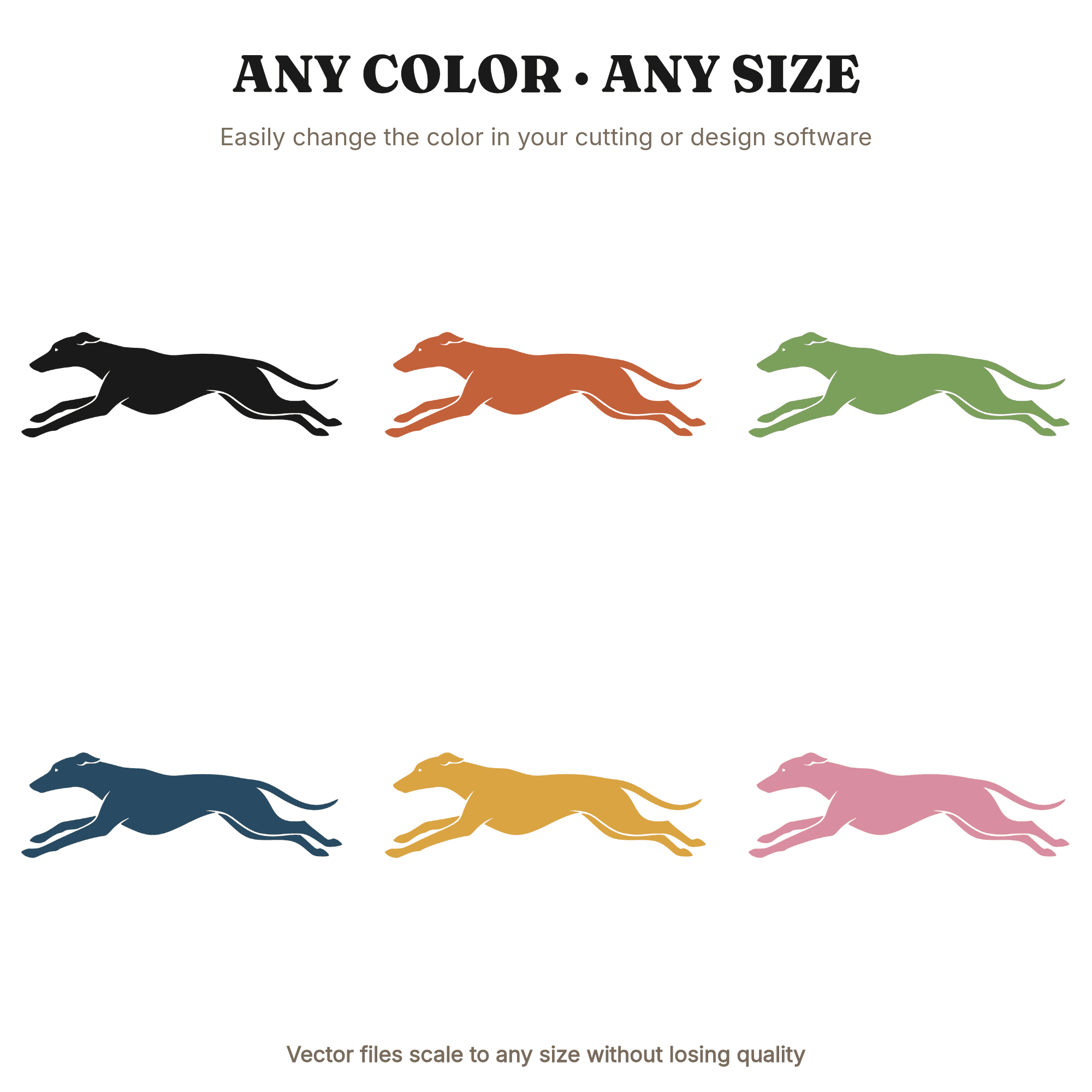 Greyhound Dog SVG PNG, Racing Greyhound Silhouette, Mid Century Dog Cut File, Greyhound Sprint — view 2