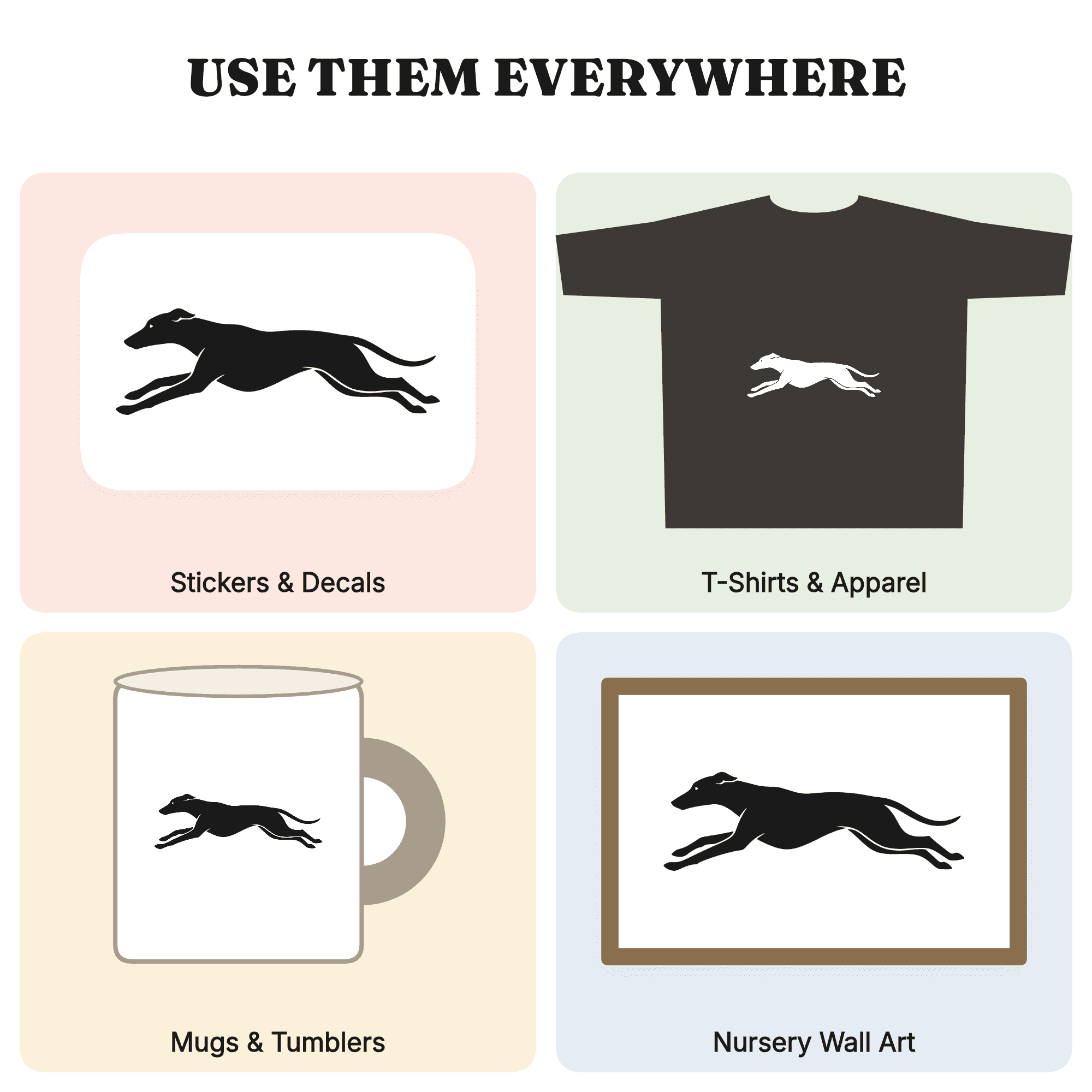Greyhound Dog SVG PNG, Racing Greyhound Silhouette, Mid Century Dog Cut File, Greyhound Sprint — view 3