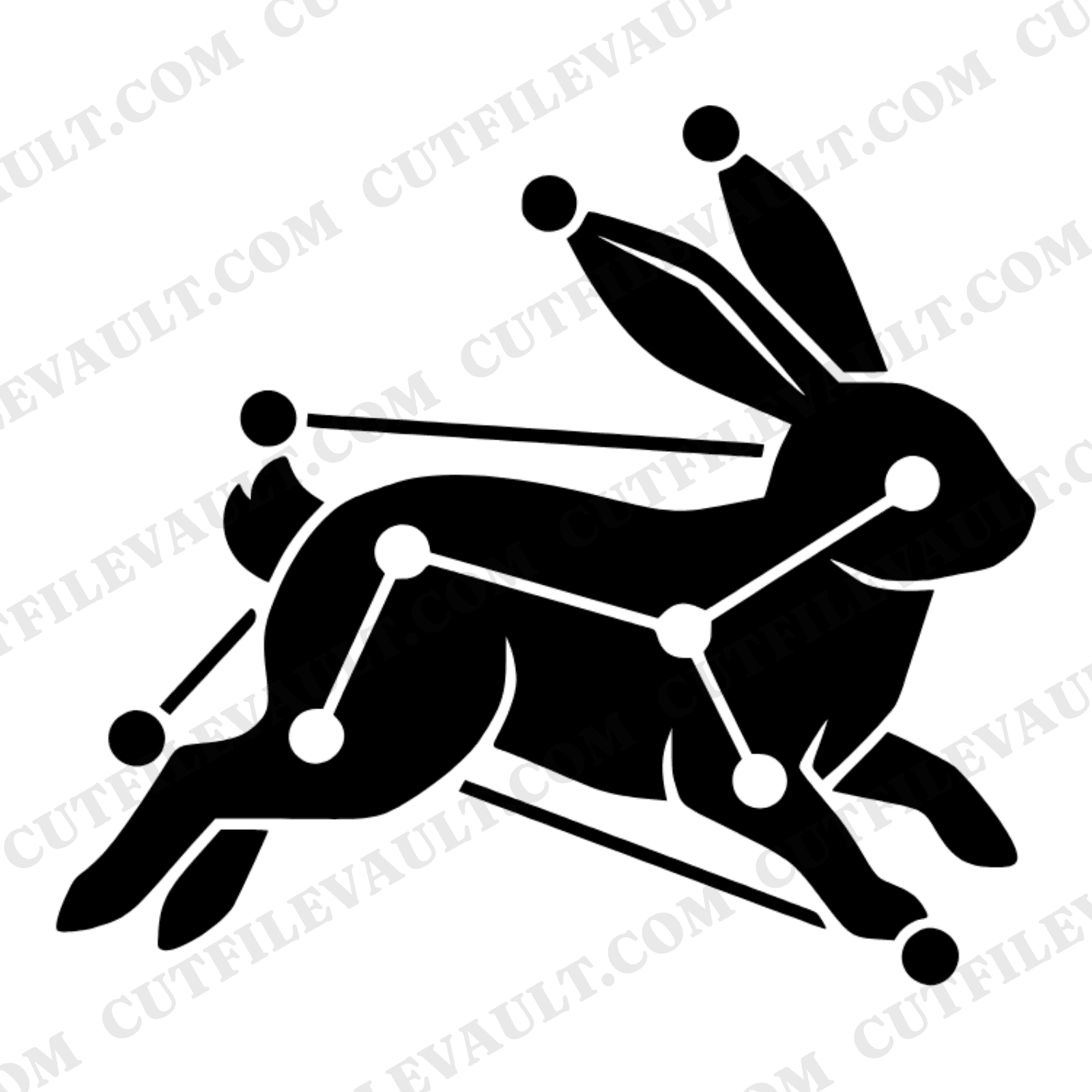 Celestial Bunny Constellation SVG PNG, Hopping Rabbit Star Cut File, Nursery Wall Decor Digital Download — view 1