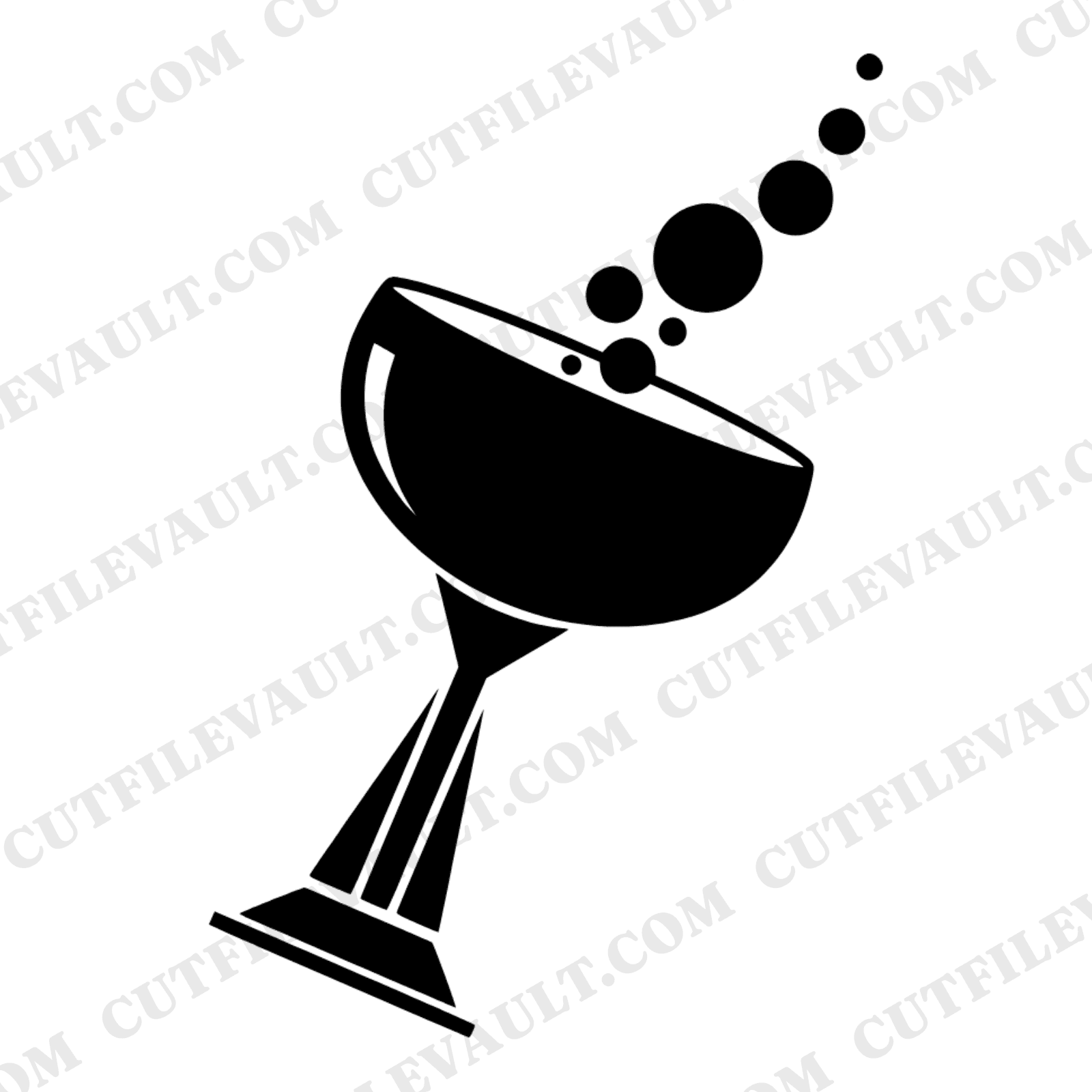 Vintage Champagne Coupe Toast SVG PNG Art Deco Retro 1970s Glass Bubbles Cut File Wedding — view 1