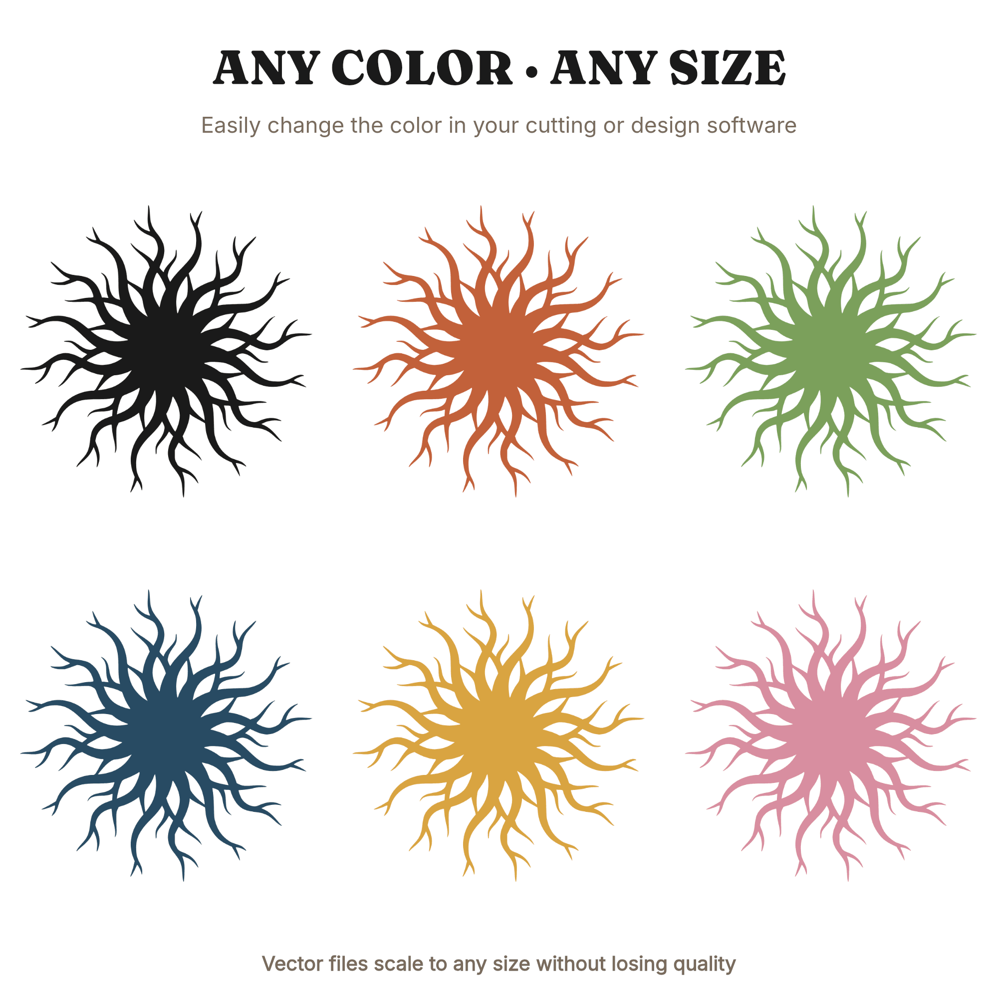 Mystic Tree Roots SVG PNG, Radial Burst Silhouette, Celestial Halloween Cut File, Earthy Witch Decor — view 2