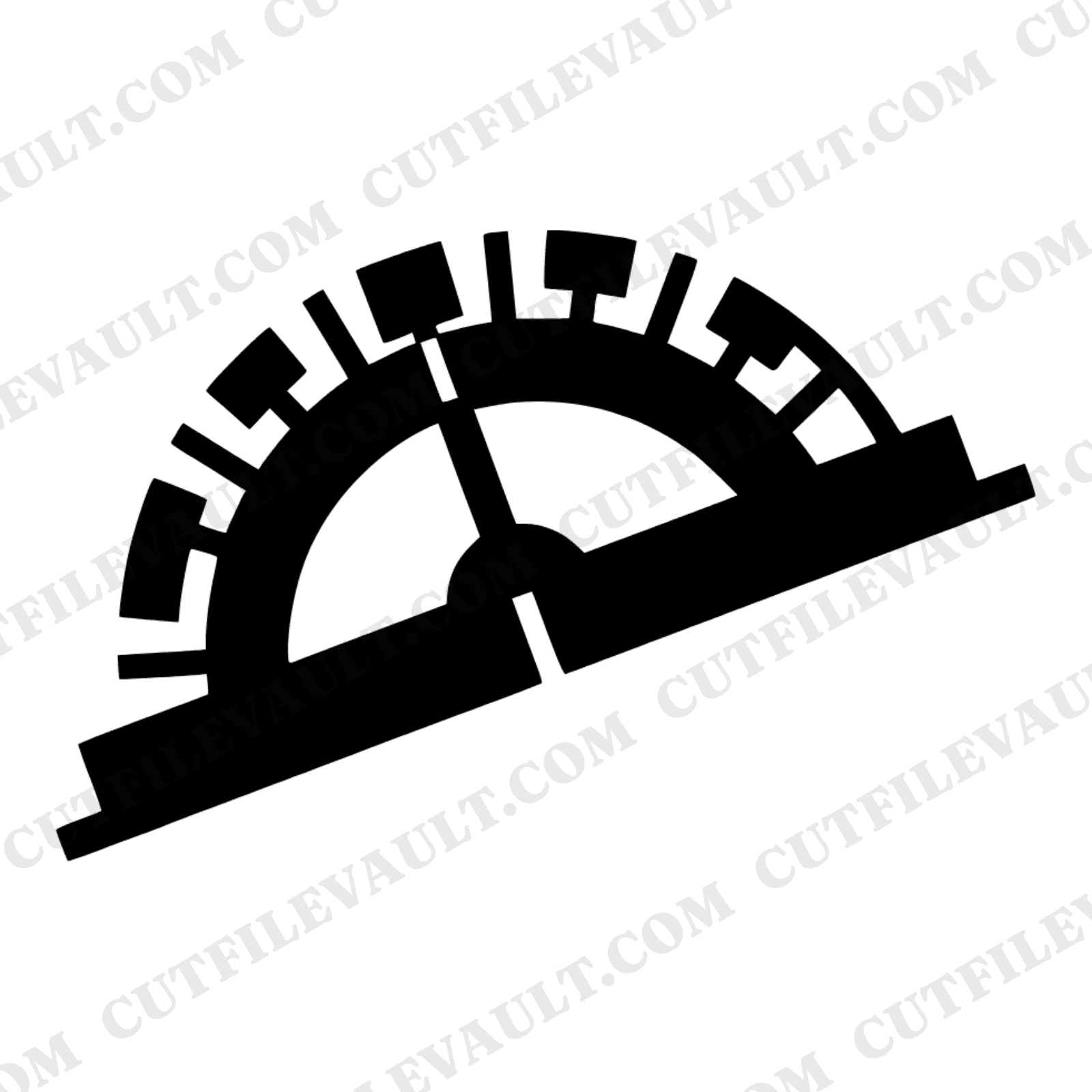 Vintage Art Deco Protractor SVG PNG, Tilted Geometry School Clipart, Retro Math Tool Cut File — view 1