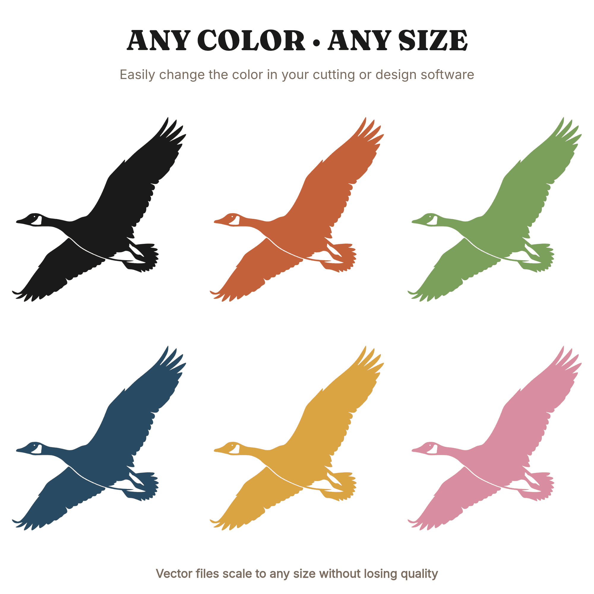 Autumn Equinox Canada Goose SVG PNG, Flying Goose Silhouette, Fall Migration Bird Cut File — view 2
