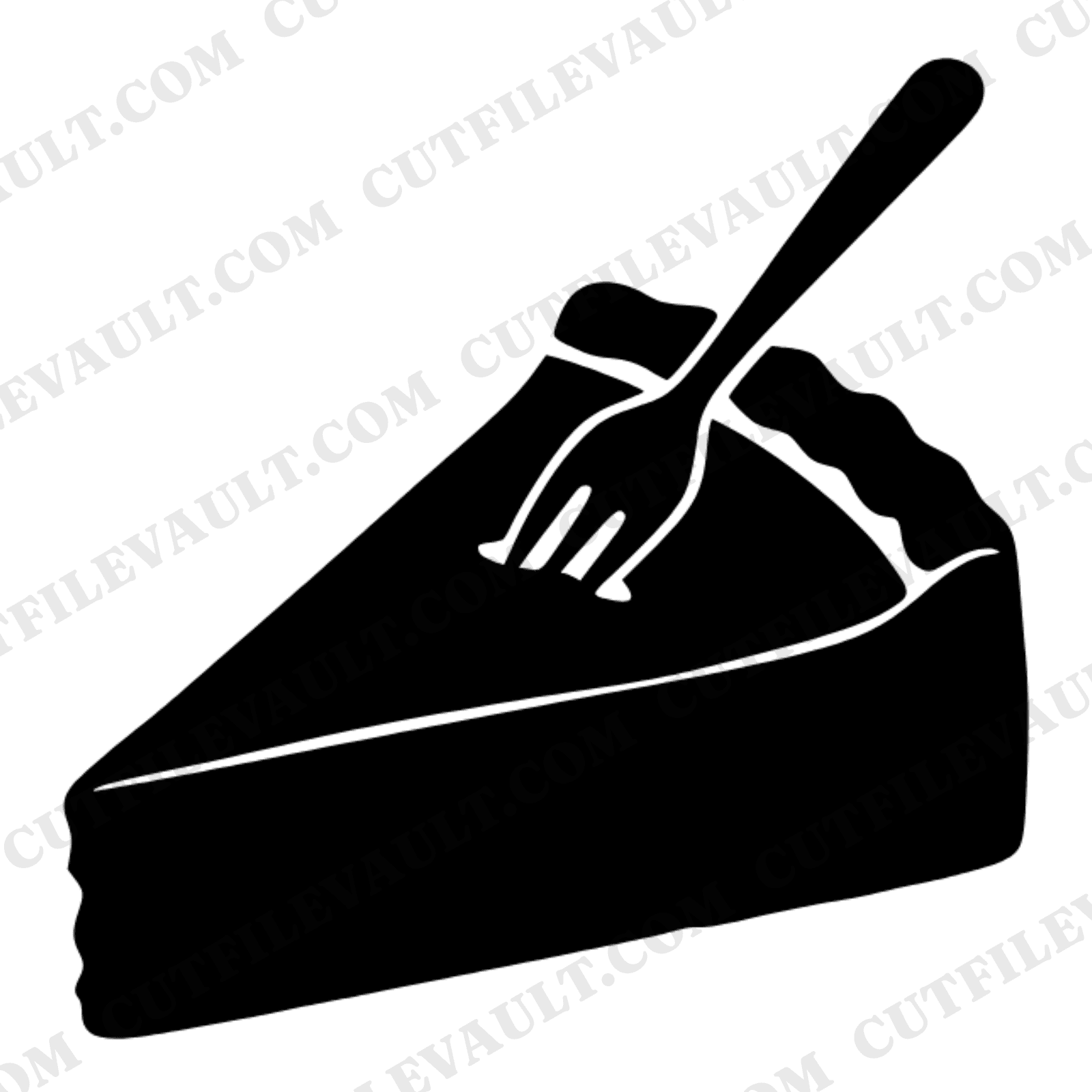 Tilted Cheesecake Slice SVG PNG Mid-Century Retro Dessert Fork Cake Cut File for Cricut — view 1