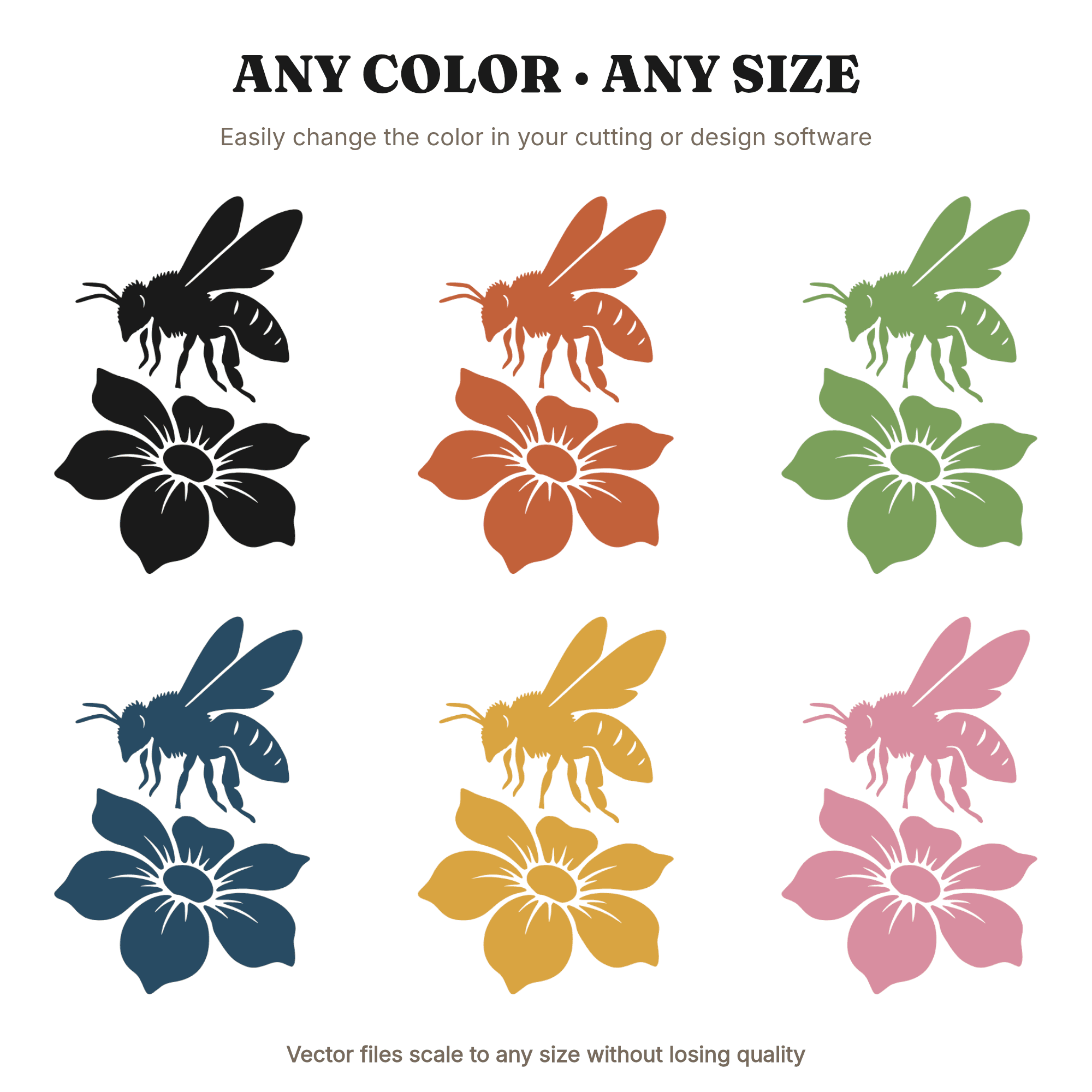 Honeybee Silhouette SVG PNG, Vintage Botanical Pollinator Cut File, National Honeybee Day Design — view 2