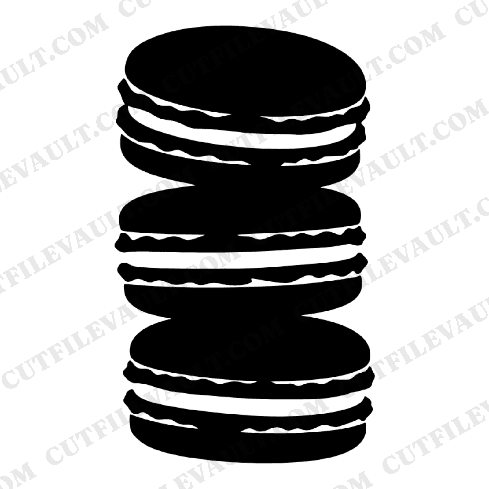 Macaron Tower SVG PNG, Spiral Dessert Stack Silhouette, French Cookie Tower Cut File, Celebration Cake Topper — view 1
