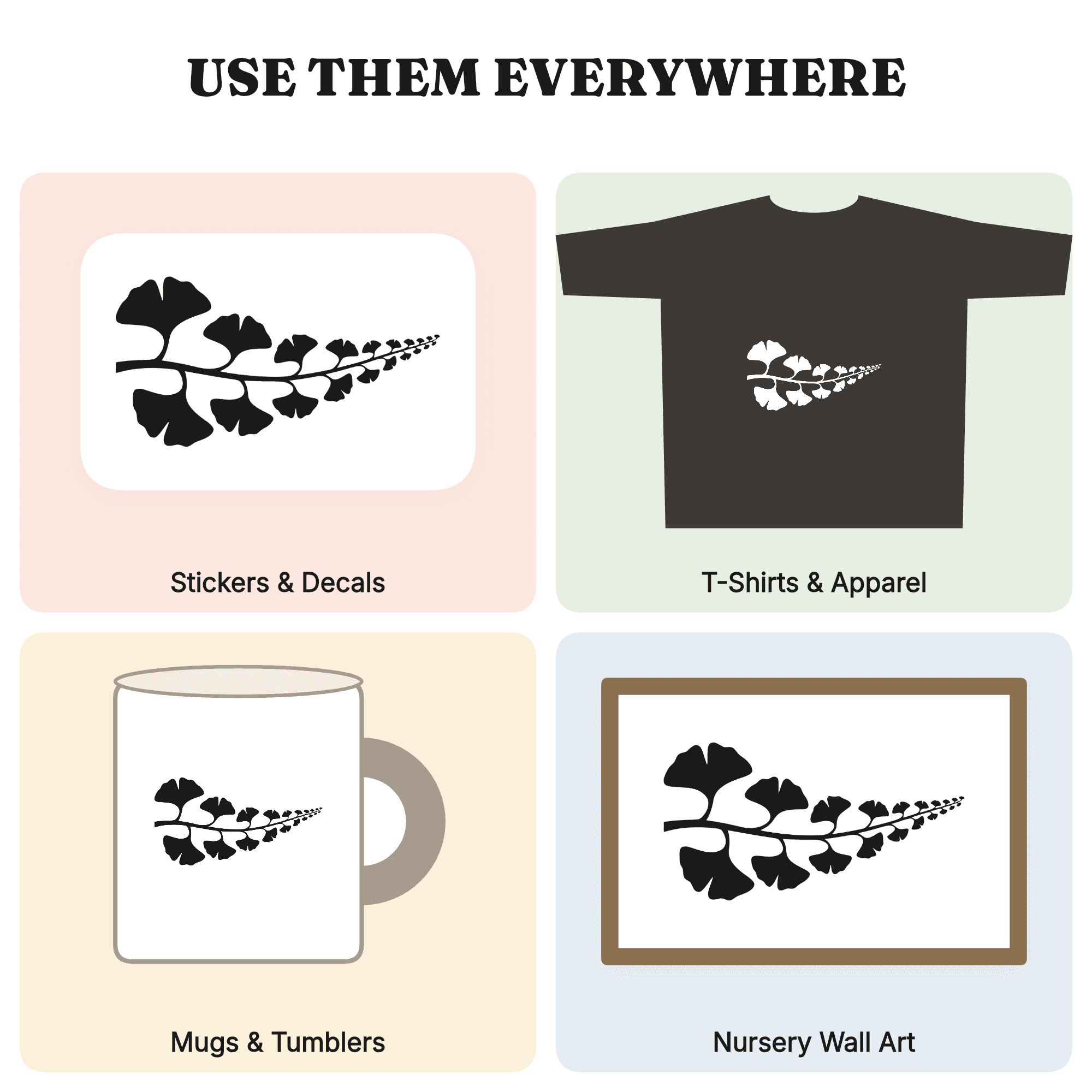 Autumn Equinox Ginkgo Branch SVG PNG, Celestial Mystical Fall Leaves Cut File for Cricut — view 3