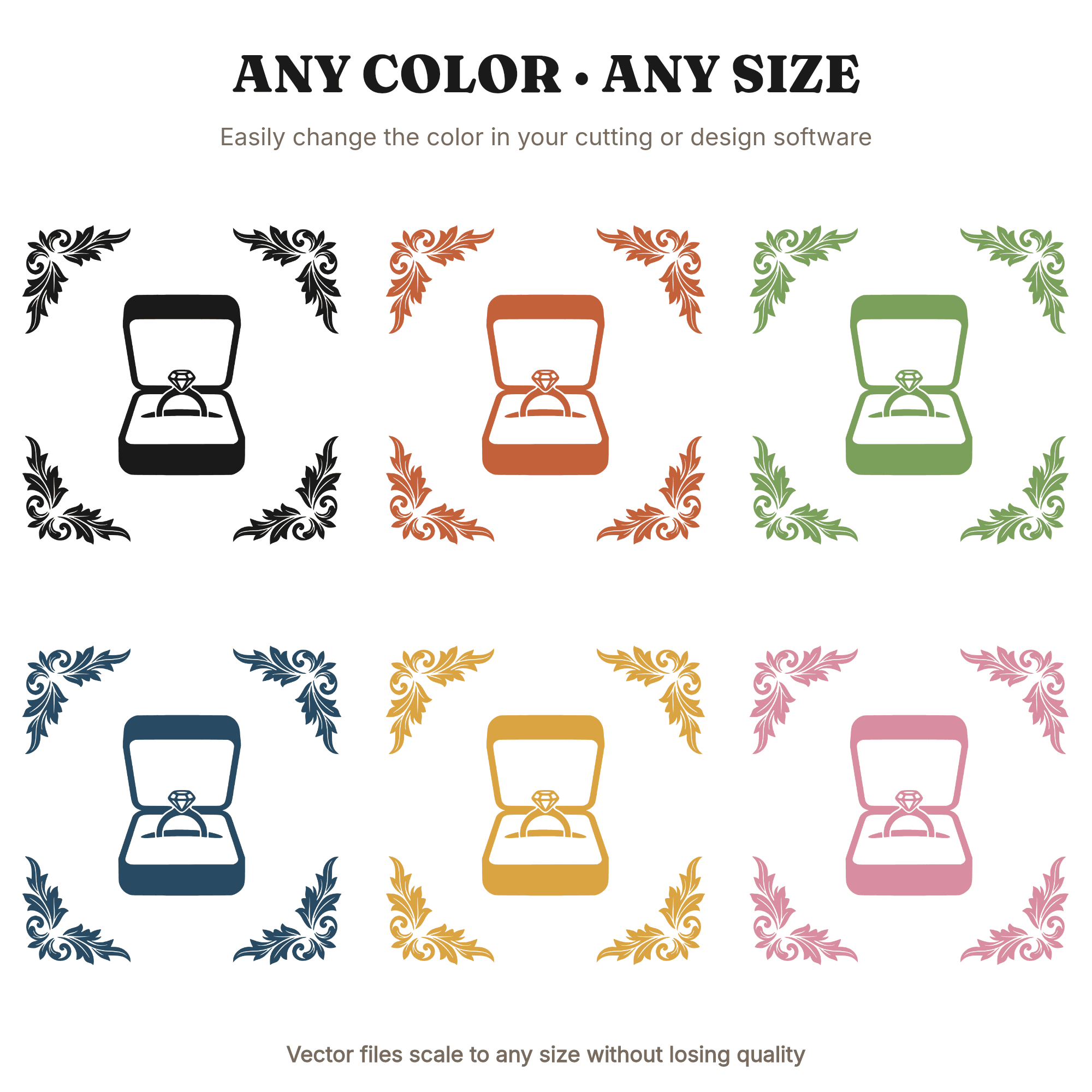 Engagement Ring Box SVG PNG Top View Vintage Botanical Cut File Labor Day Proposal Announcement — view 2