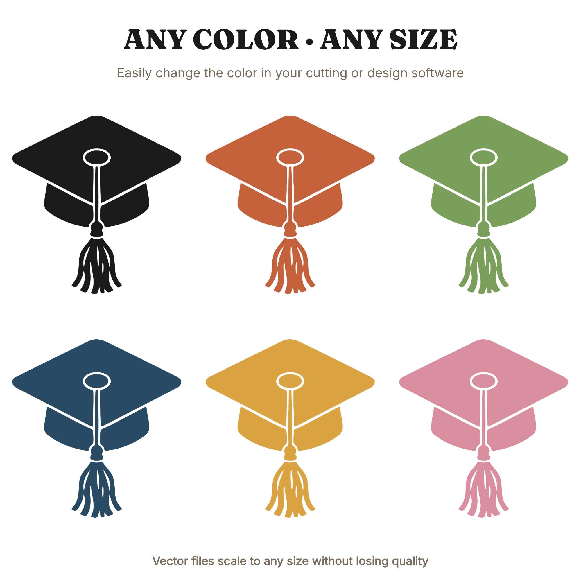 Graduation Cap Cookie SVG PNG, Flowing Tassel Cut File, Grad Party Decor, Academic Achievement Design — view 2