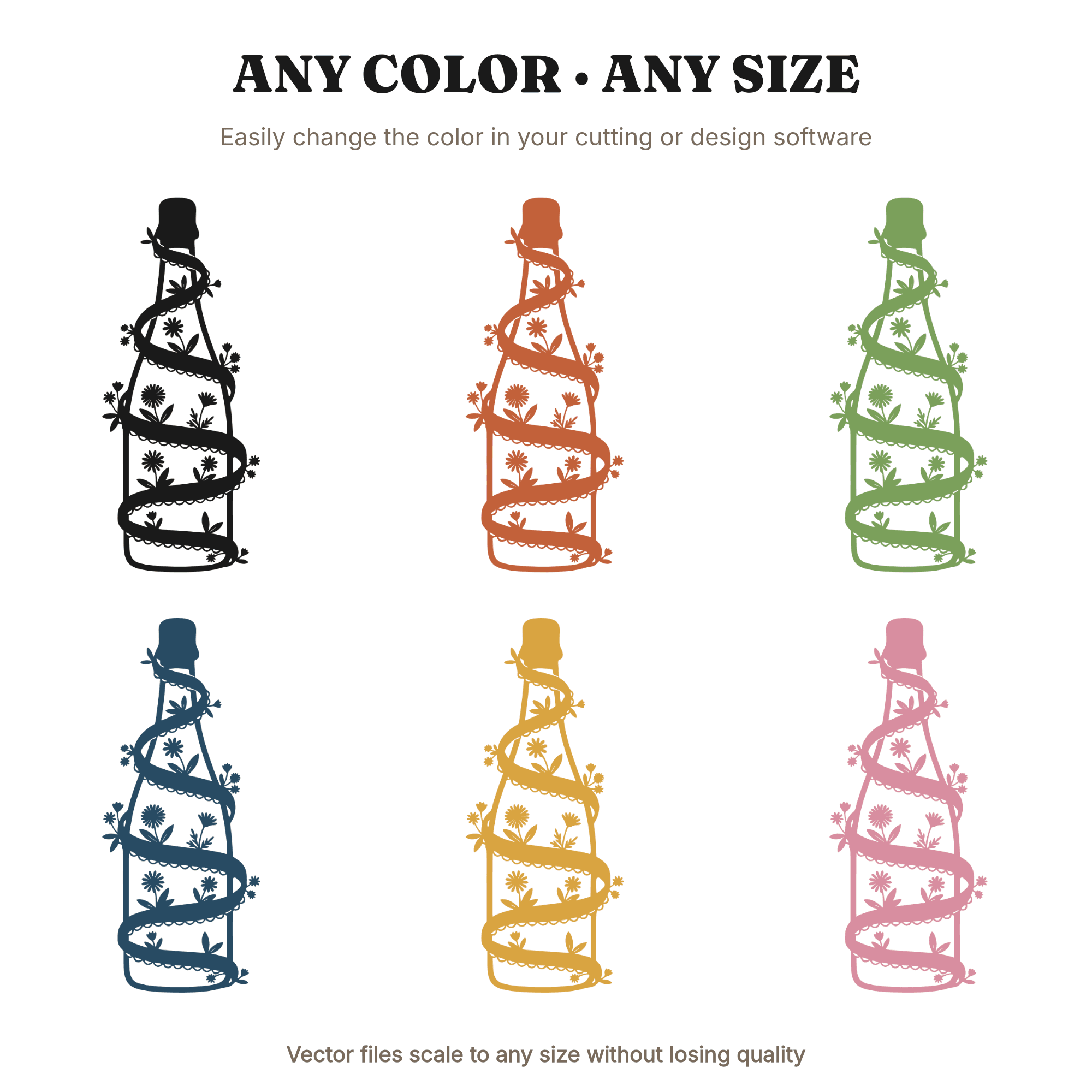 Prosecco Bottle SVG PNG, Cottagecore Floral Wine Bottle Cut File, National Prosecco Day Design — view 2