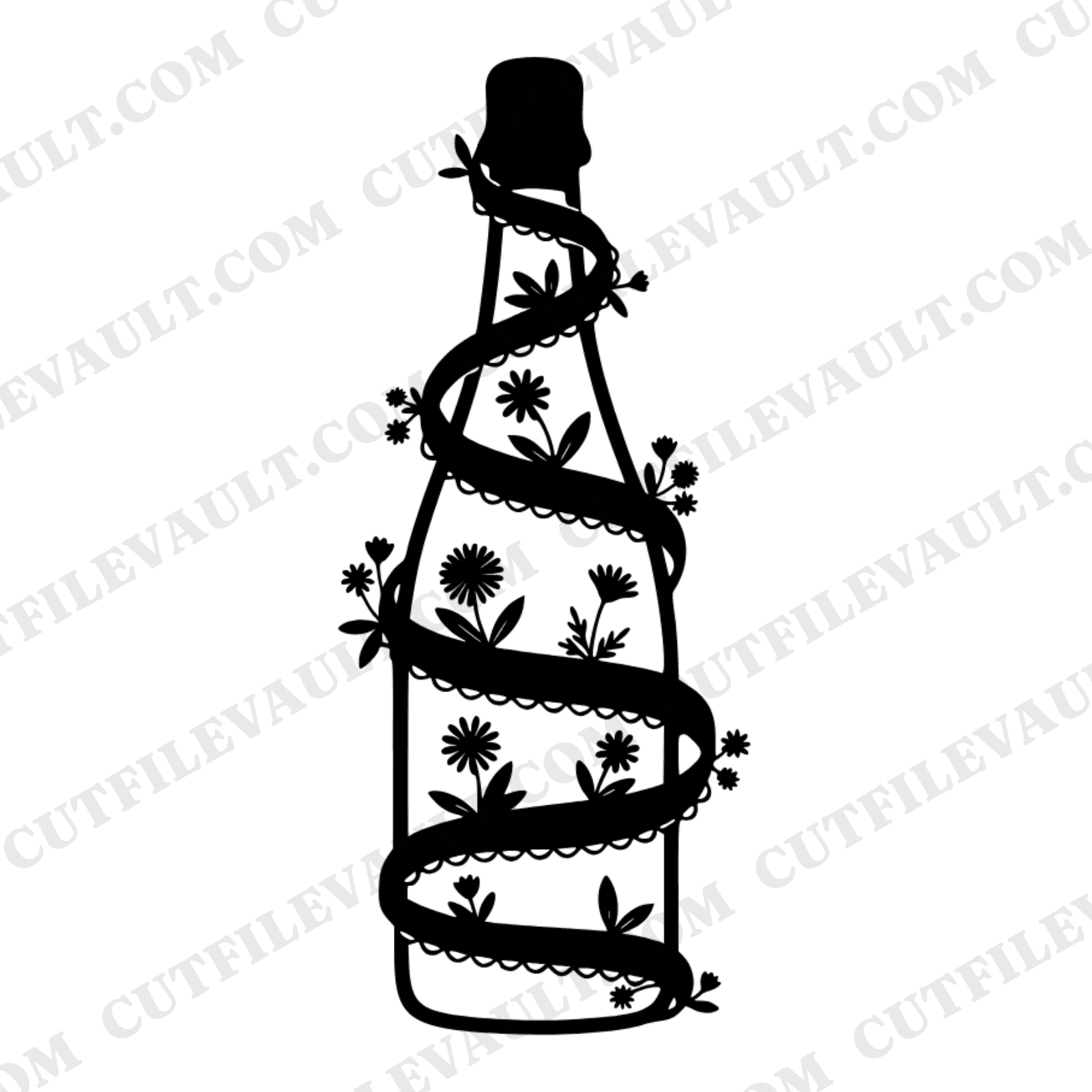 Prosecco Bottle SVG PNG, Cottagecore Floral Wine Bottle Cut File, National Prosecco Day Design — view 1