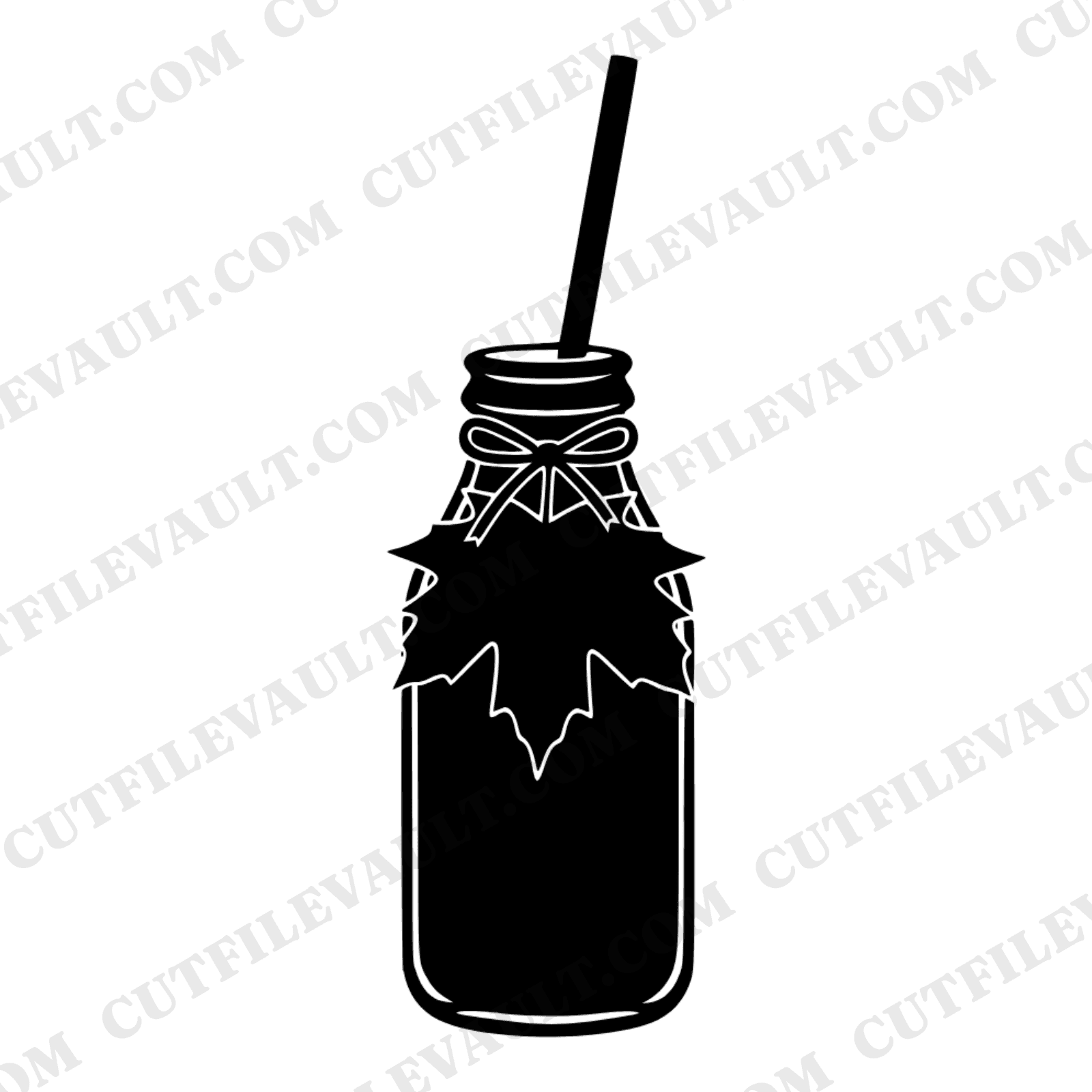Autumn Milk Bottle SVG PNG, Fall Leaf Straw Cut File, Vintage Botanical Nursery Decor Design — view 1