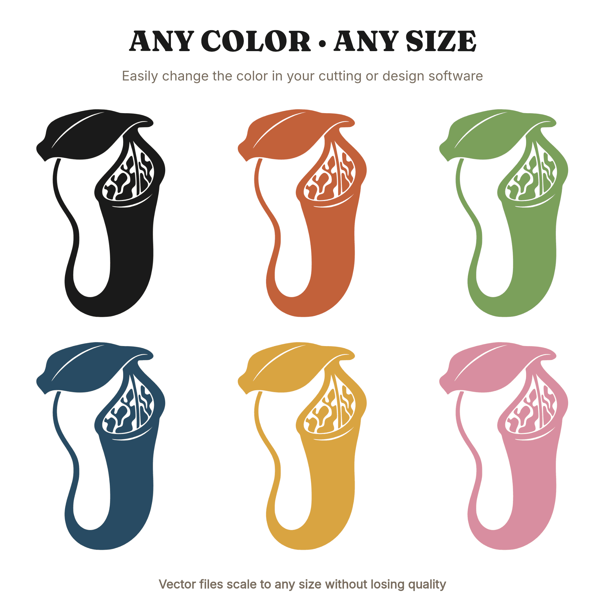Gothic Pitcher Plant SVG PNG, Carnivorous Plant Cut File, Halloween Botanical Clipart, Spooky Nature — view 2
