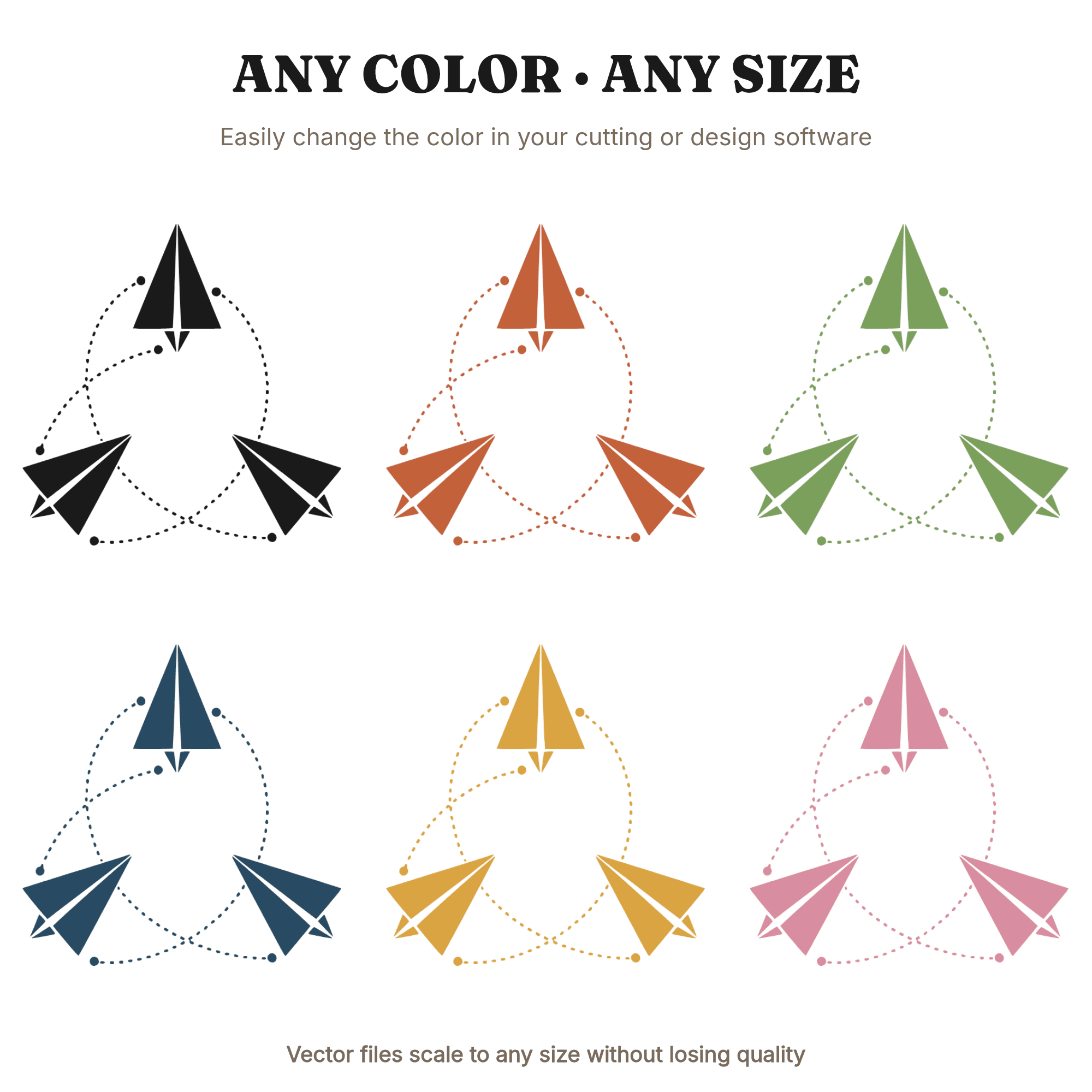 Friendship Flight Triangle Paper Airplanes SVG PNG Cut File Scandinavian Line Art Kids Decor — view 2