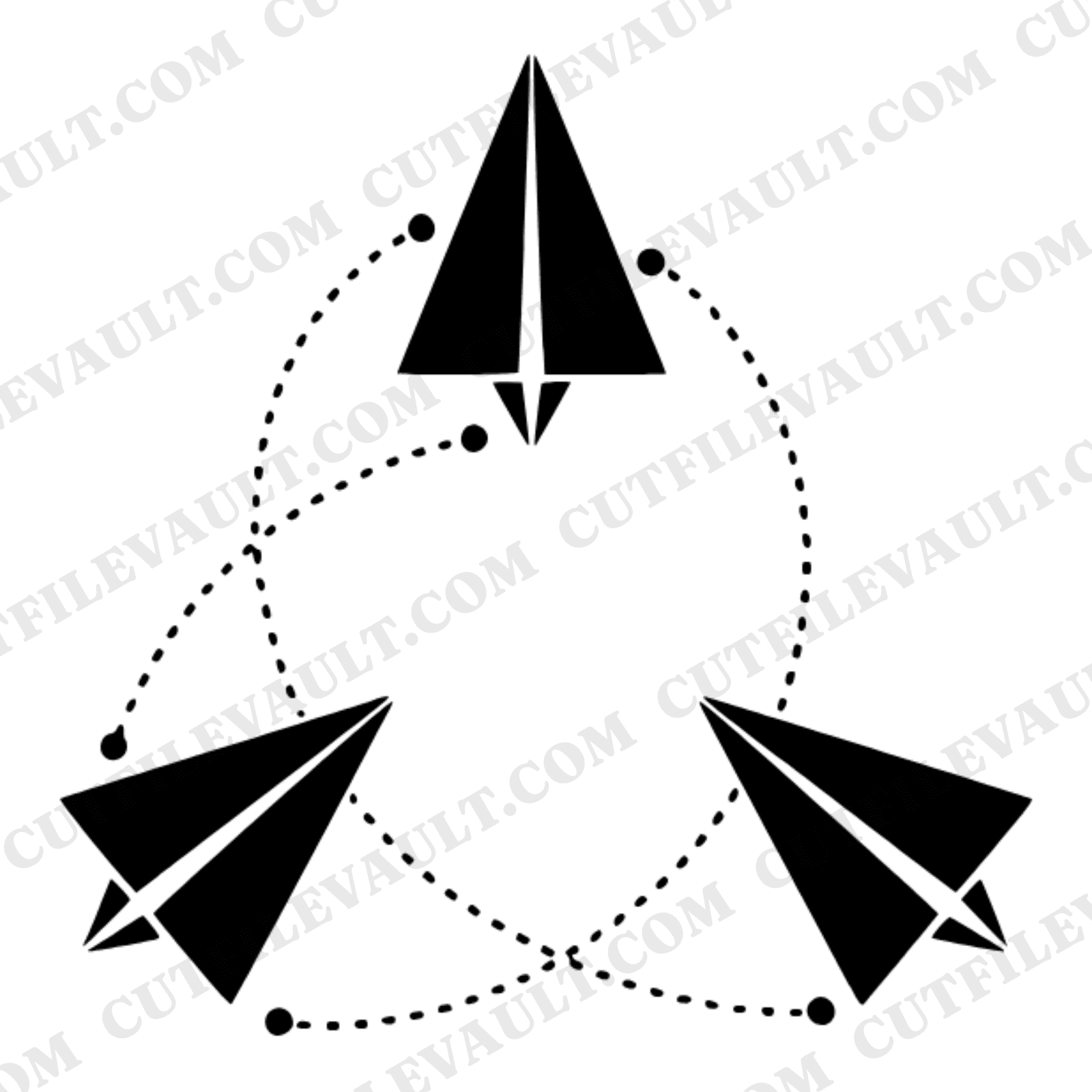Friendship Flight Triangle Paper Airplanes SVG PNG Cut File Scandinavian Line Art Kids Decor — view 1
