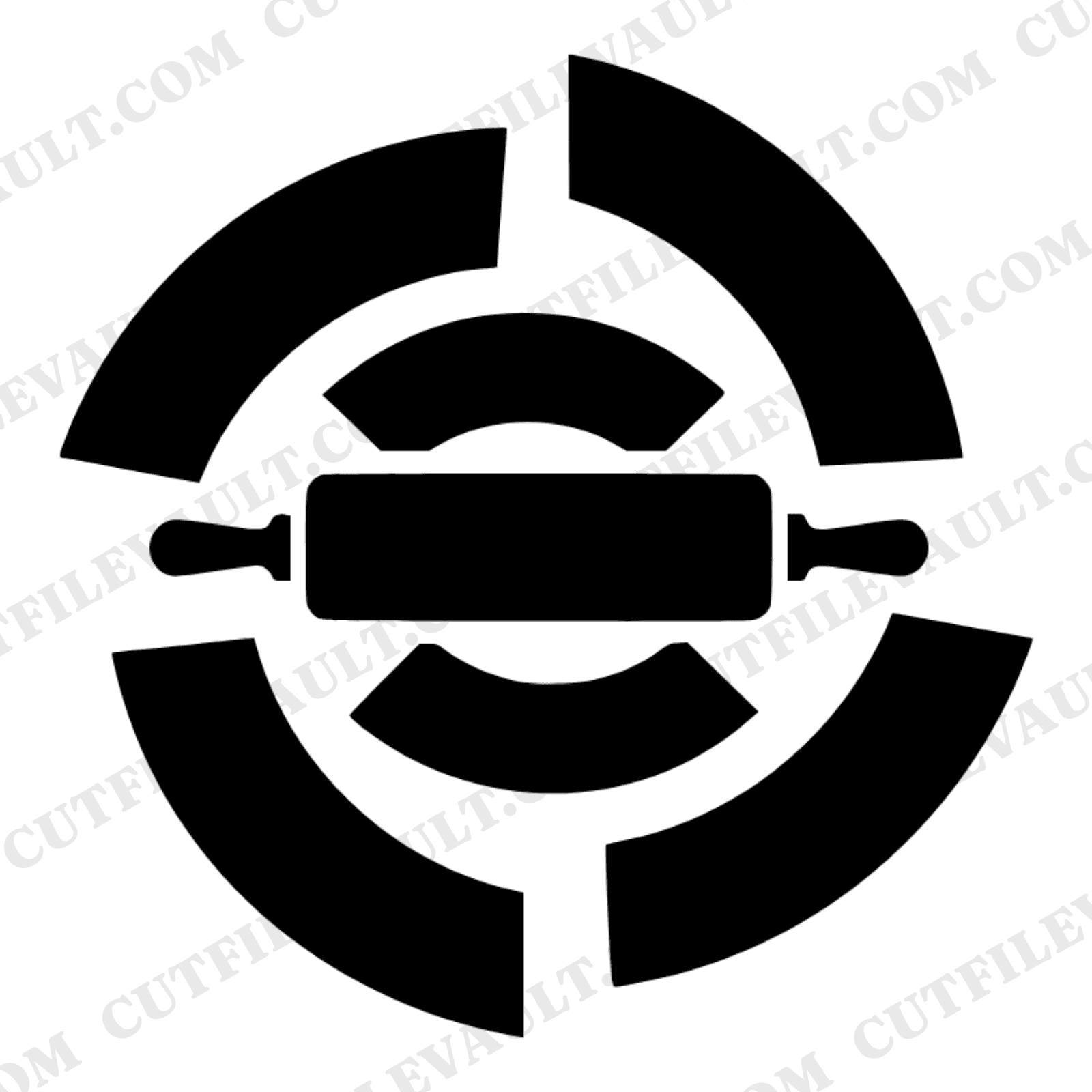 Rolling Pin SVG PNG, Geometric Dough Spiral Cut File, Modern Brutalist Kitchen Art, Autumn Baking Design — view 1