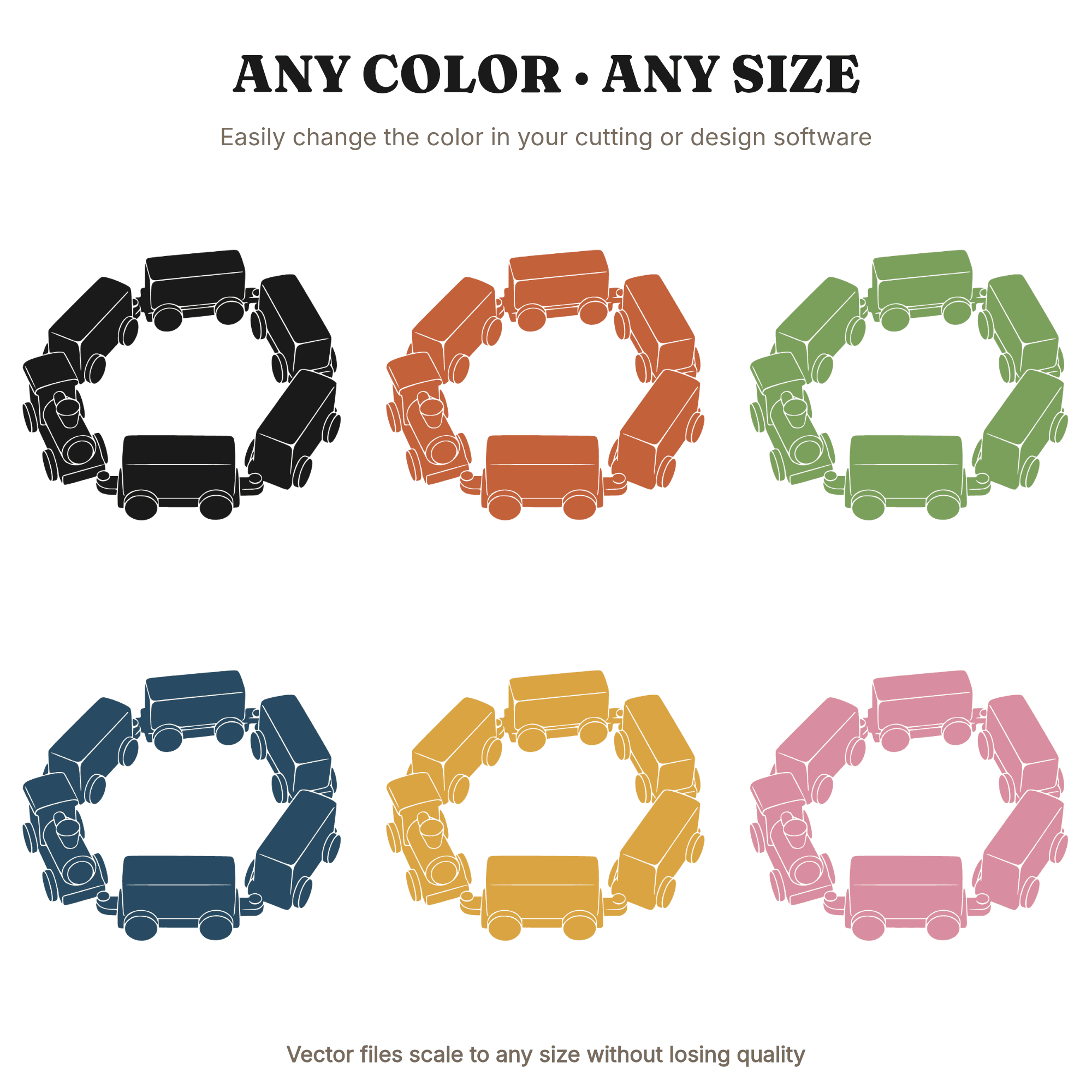 Vintage Toy Train SVG PNG, Overhead S-Curve Christmas Train Cut File, Wooden Toy Silhouette Design — view 2