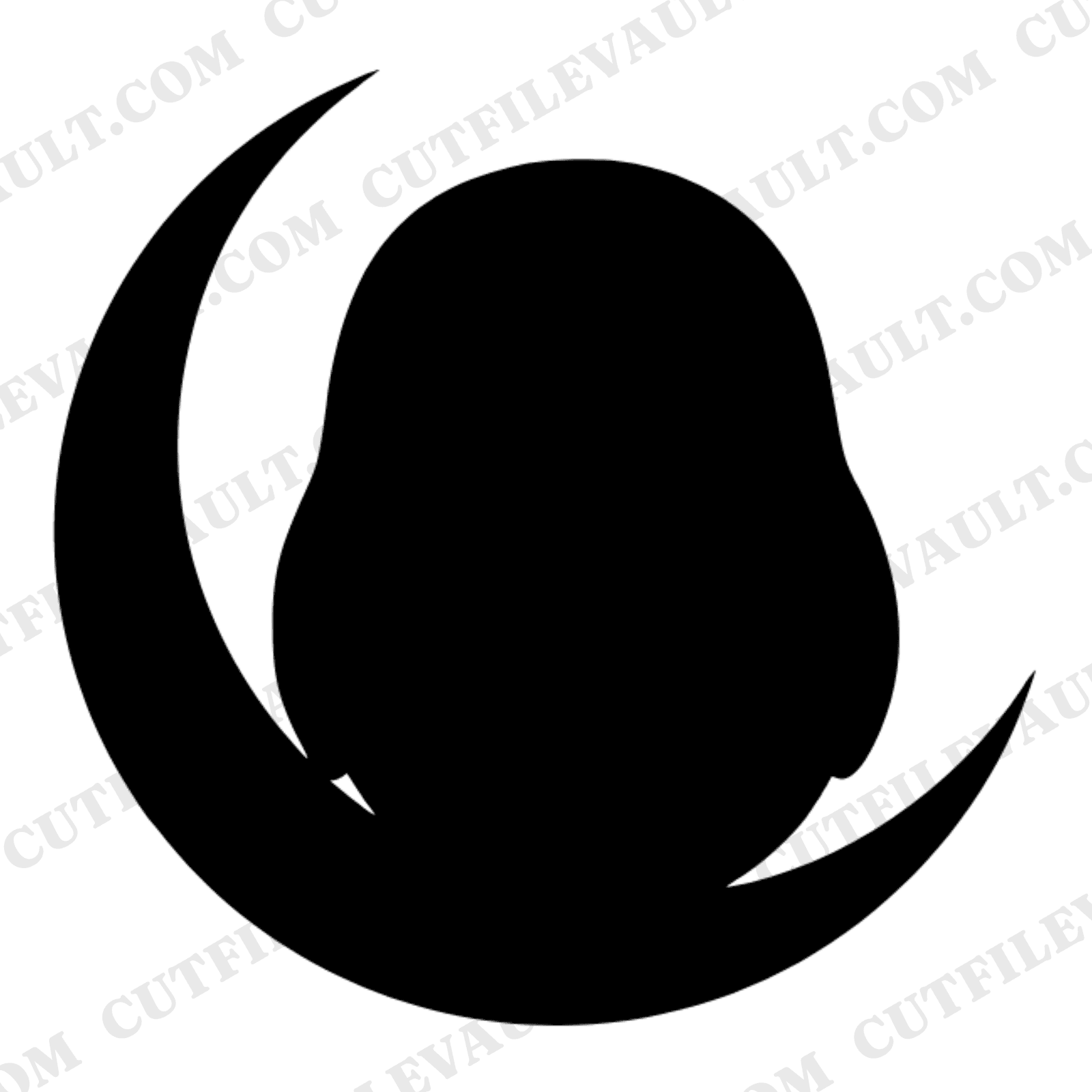 Kawaii Owl on Crescent Moon SVG PNG, Cottagecore Halloween Silhouette Cut File, Woodland Autumn Decor — view 1
