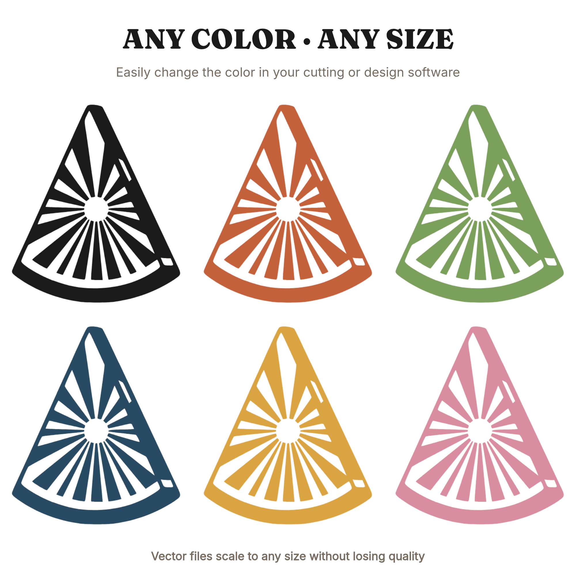 Art Deco Watermelon SVG PNG, Sunburst Watermelon Slice Cut File, Mid Century Summer Wall Art — view 2
