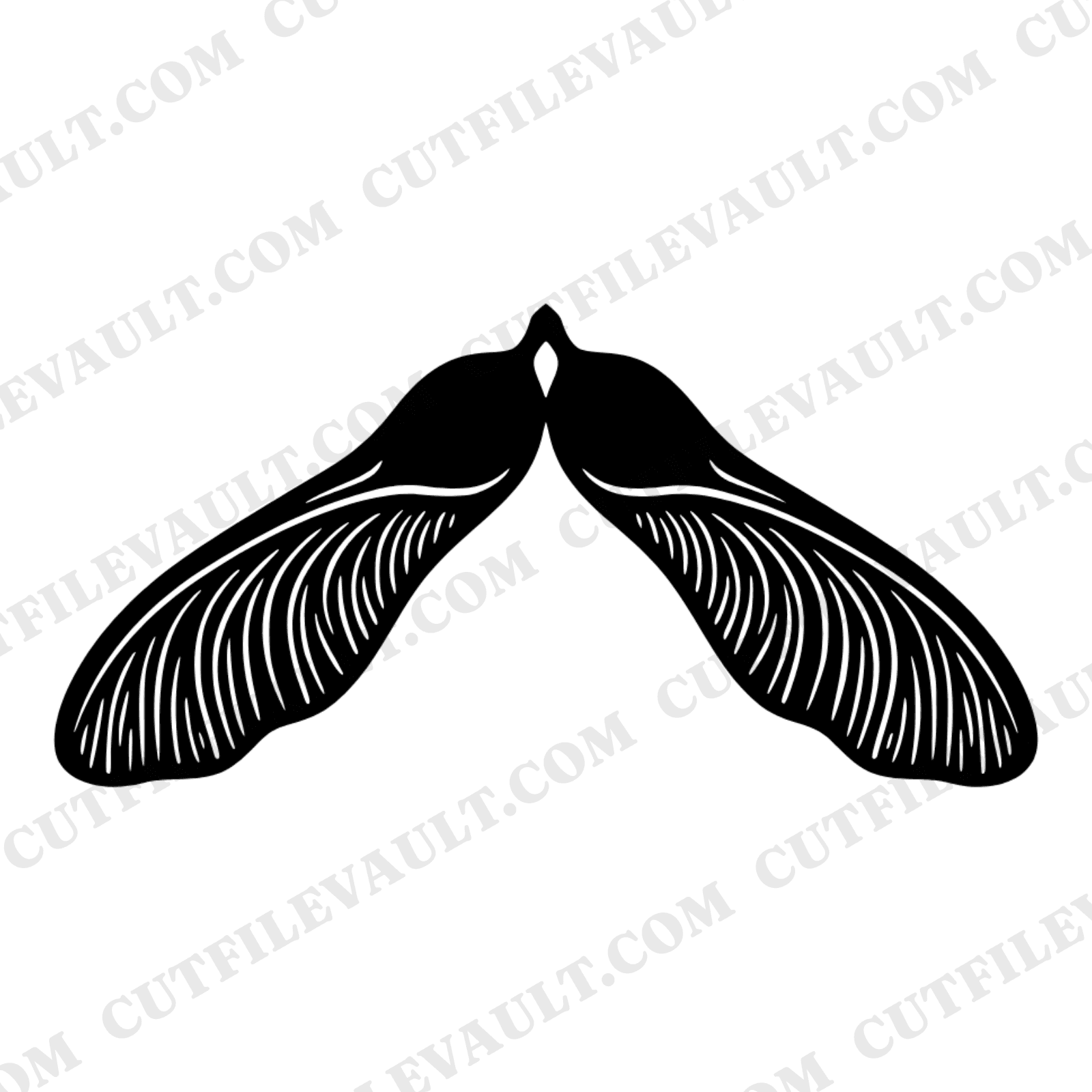 Autumn Equinox Maple Seed SVG PNG, Scandinavian Line Art, Fall Papercut Design, Nature Symmetry Cut File — view 1