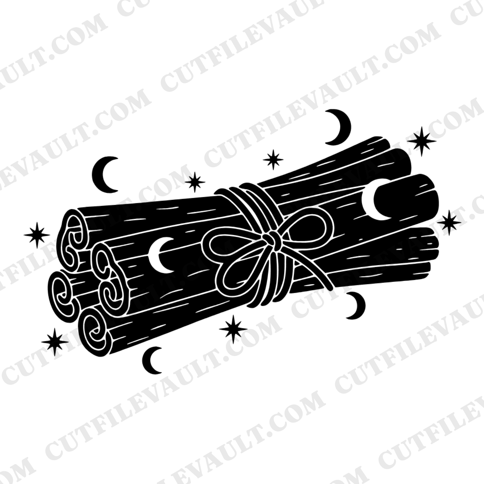 Celestial Cinnamon Stick Bundle SVG PNG, Mystical Stars Moon Kitchen Decor Cut File for Cricut — view 1