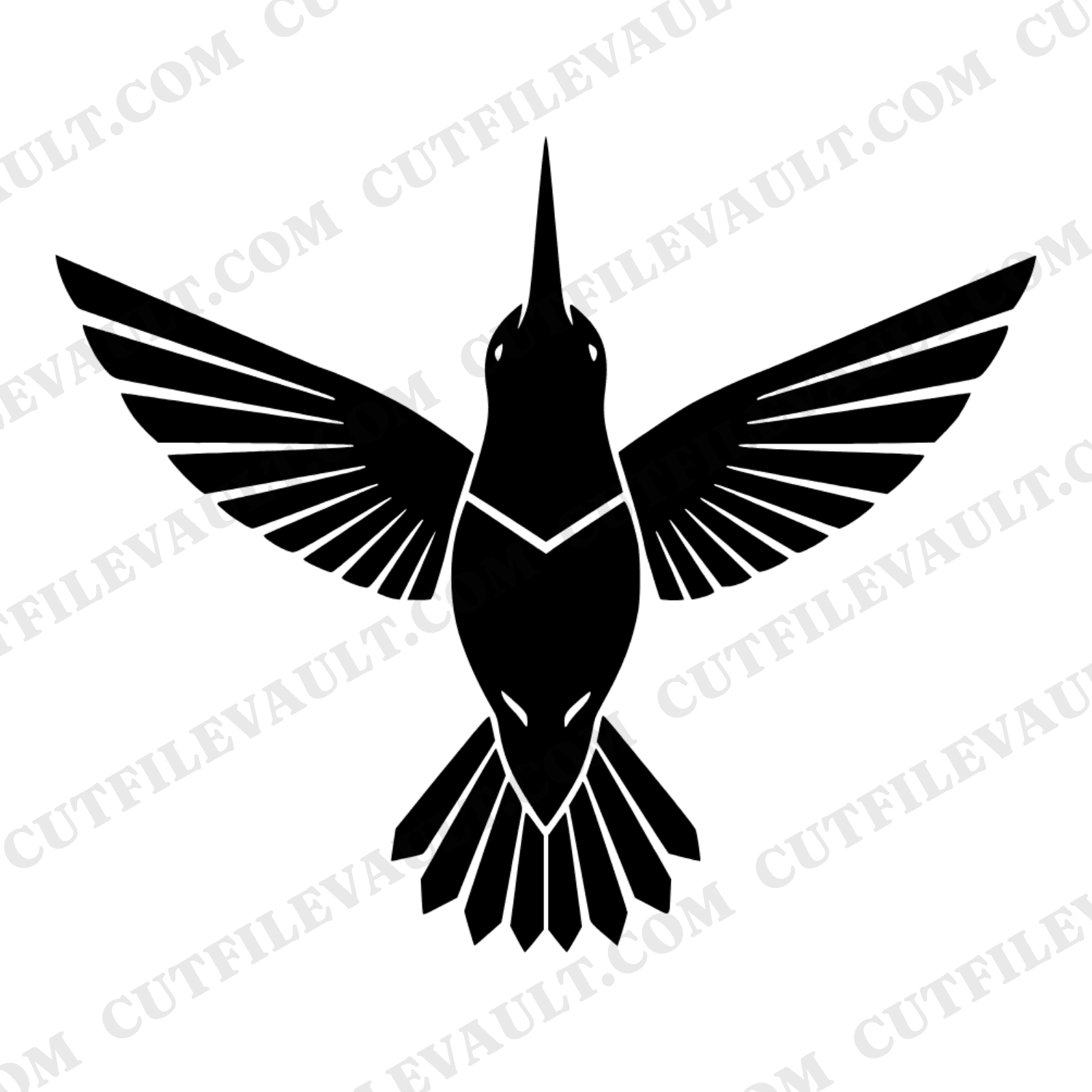 Art Deco Hummingbird SVG PNG, National Hummingbird Day Symmetrical Silhouette Cut File — view 1