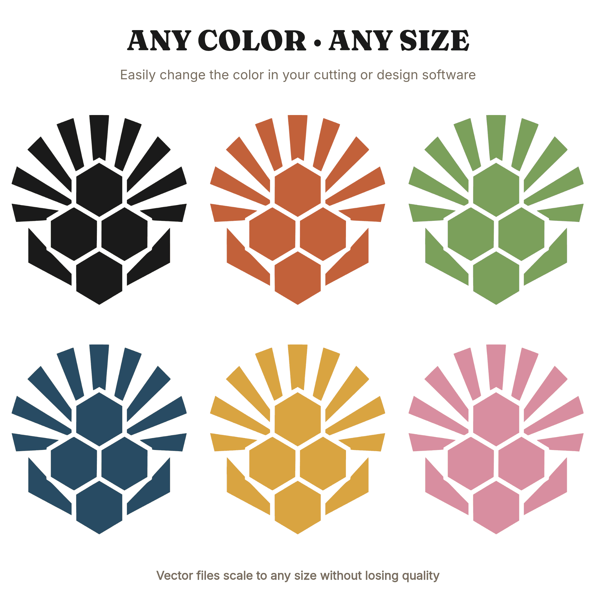 Art Deco Honeycomb SVG PNG, Geometric Hexagon Sunburst Cut File for Cricut, Honey Bee Day Design — view 2