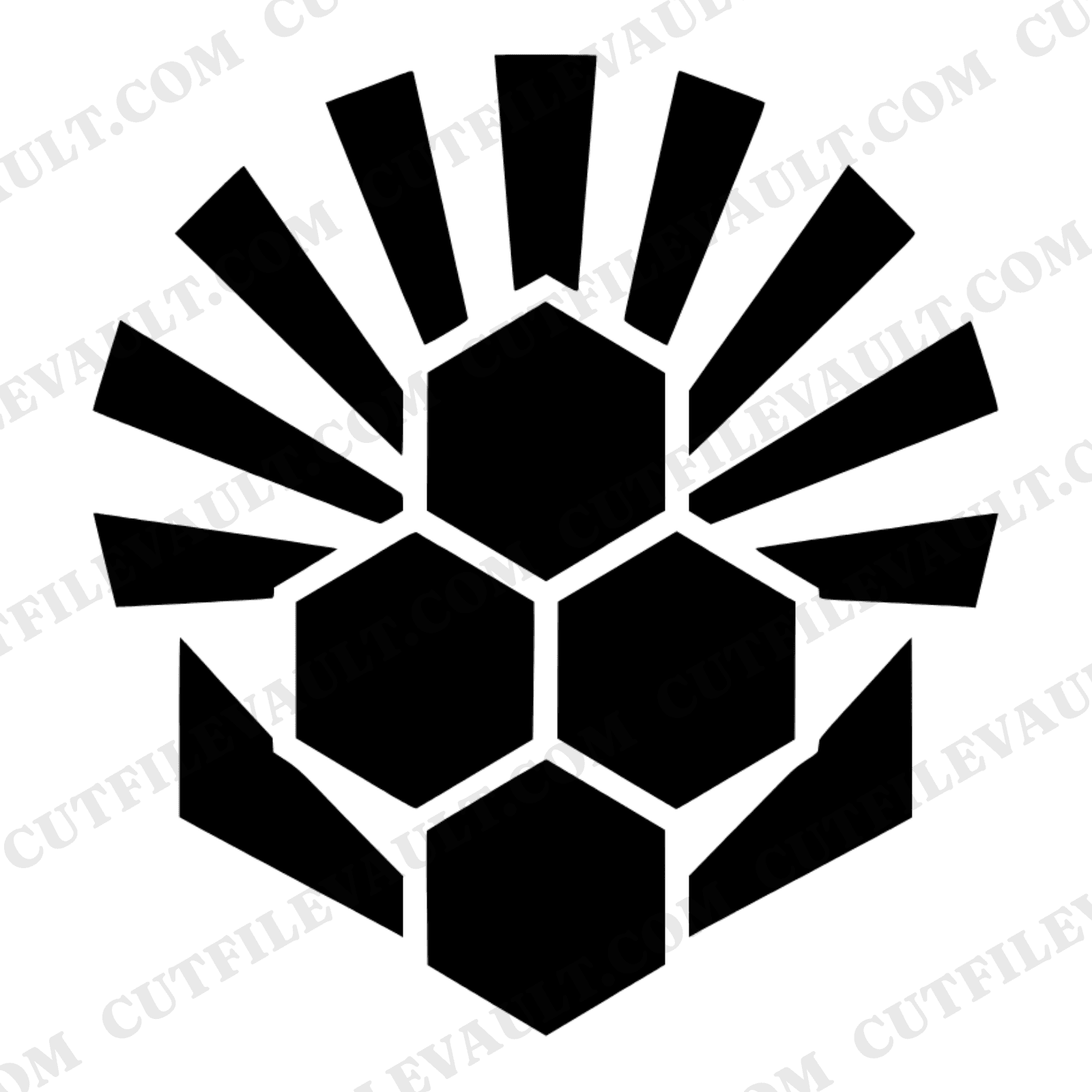 Art Deco Honeycomb SVG PNG, Geometric Hexagon Sunburst Cut File for Cricut, Honey Bee Day Design — view 1