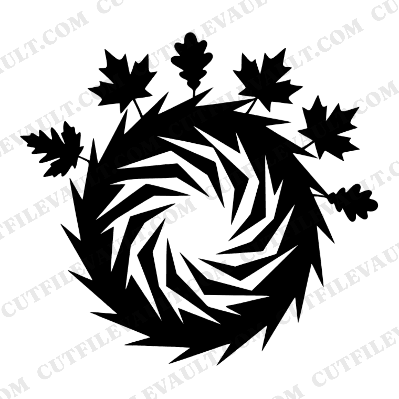 Art Deco Hedgehog SVG PNG, Autumn Leaves Spiral Cut File, Fall Geometric Animal Design — view 1