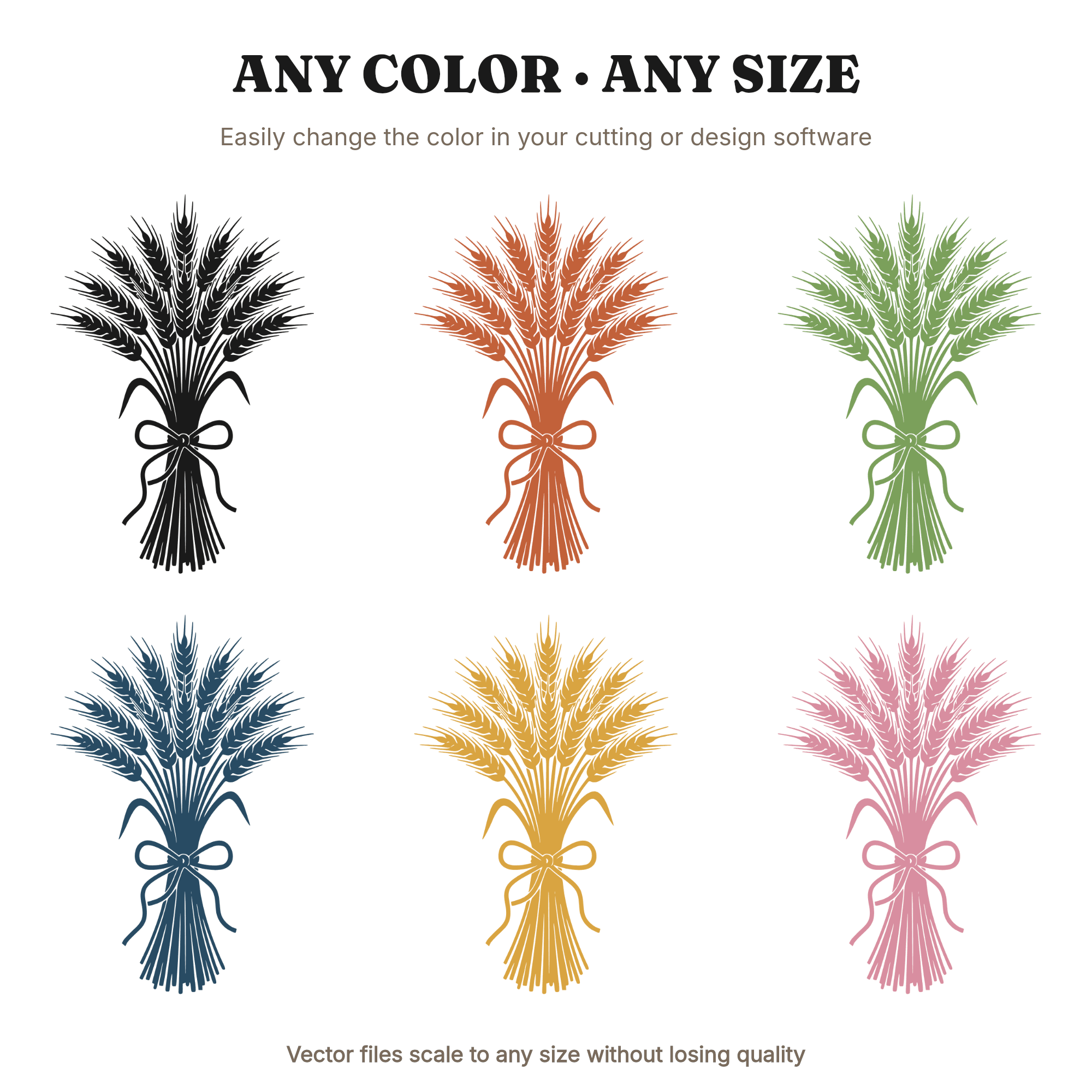 Autumn Wheat Sheaf SVG PNG, Farmhouse Harvest Bundle with Bow, Cottagecore Fall Decor Cut File — view 2