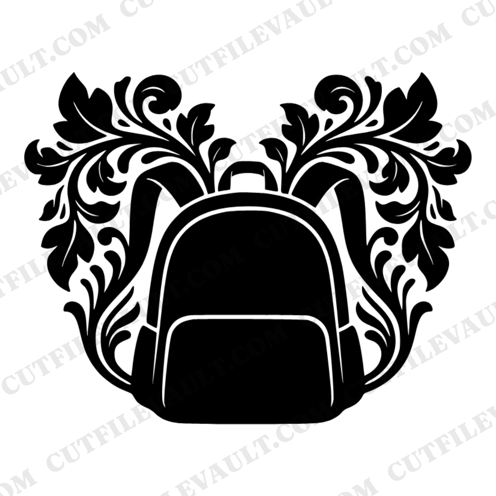 Art Nouveau Backpack SVG PNG, Botanical Backpack Cut File, Back to School Decal, Kids Name Sign SVG — view 1