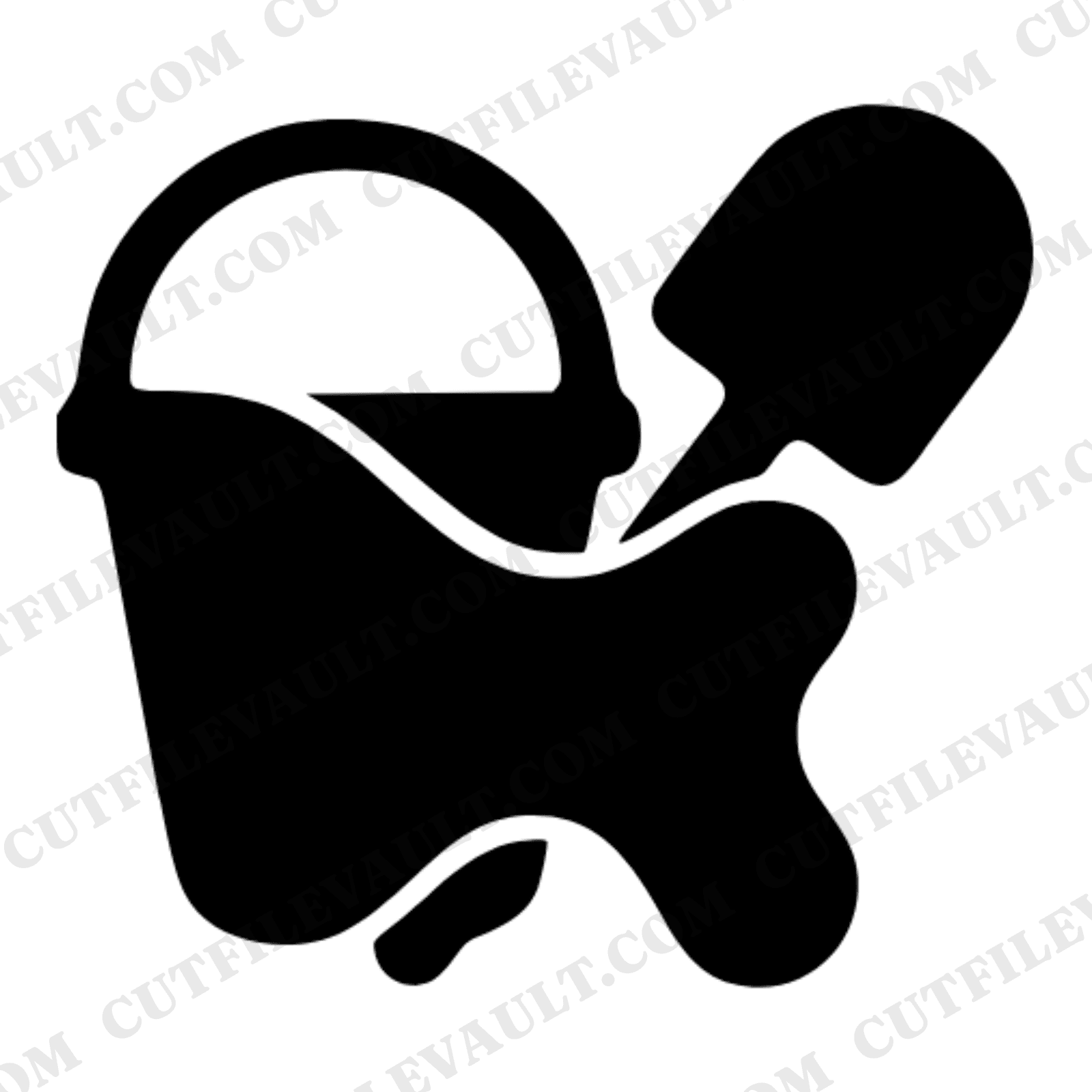 Labor Day Beach Bucket Shovel SVG PNG, Blob Abstract Summer Cut File for Cricut Silhouette — view 1