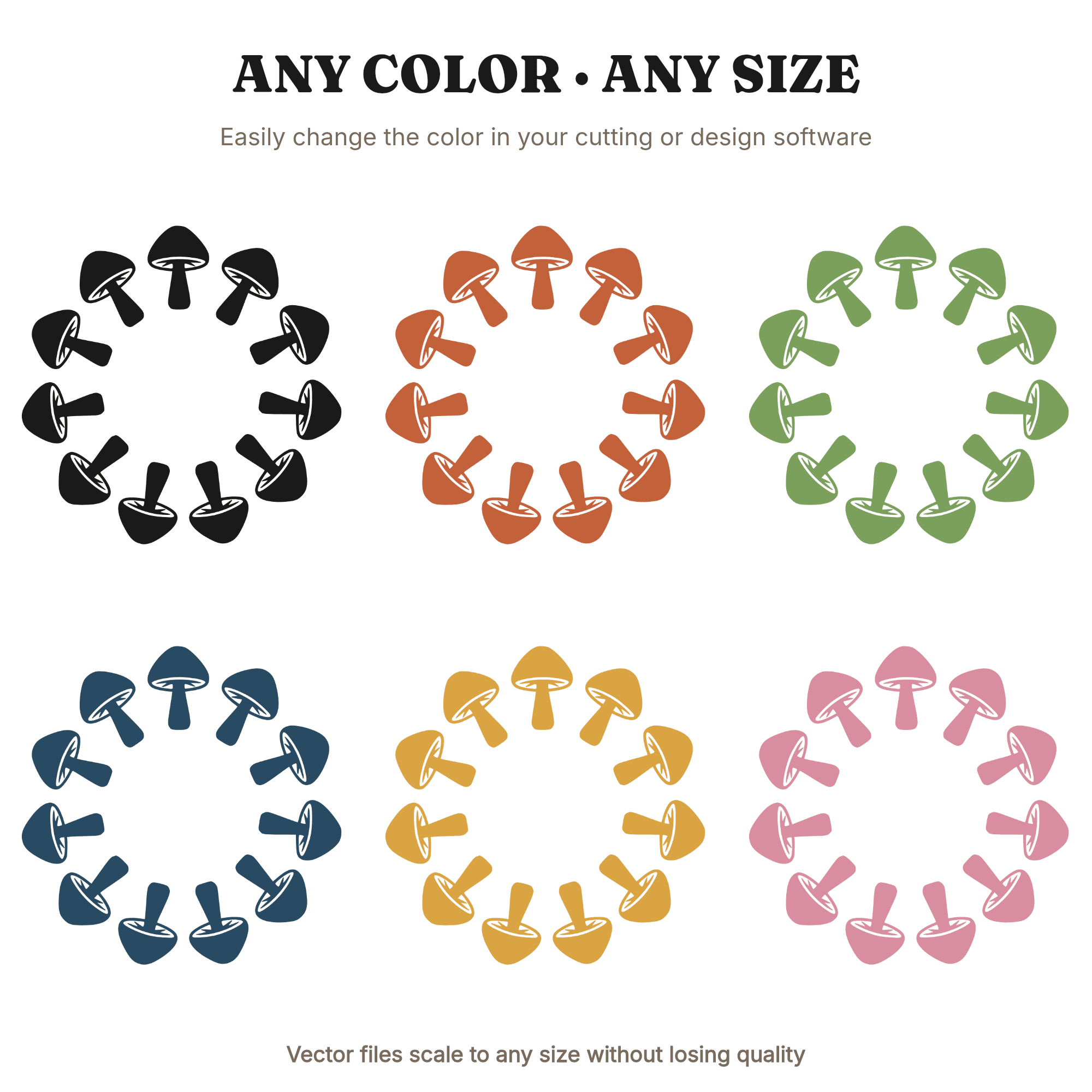 Spooky Mushroom Fairy Ring SVG PNG, Halloween Portal Cut File, Mystical Forest Circle Design — view 2