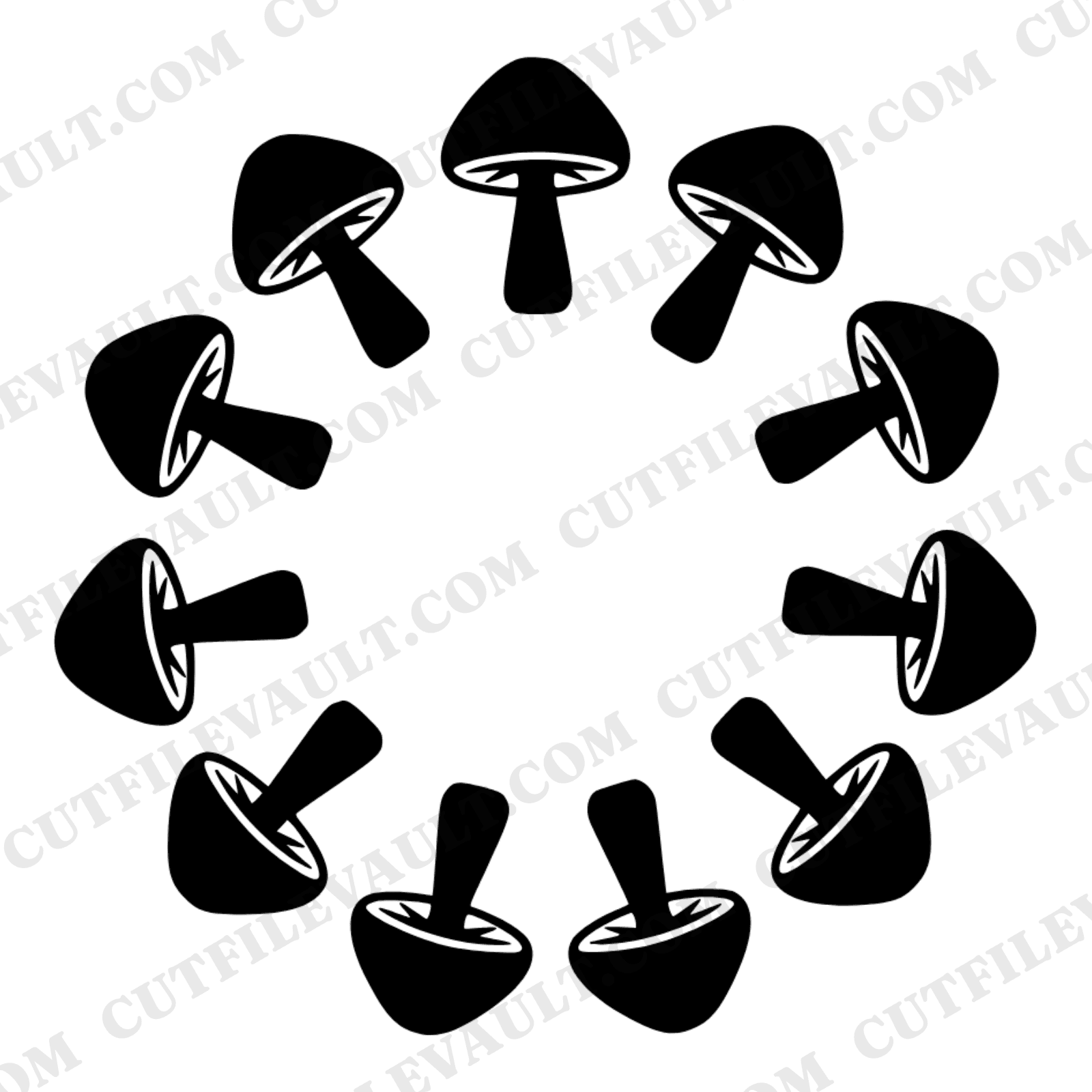 Spooky Mushroom Fairy Ring SVG PNG, Halloween Portal Cut File, Mystical Forest Circle Design — view 1