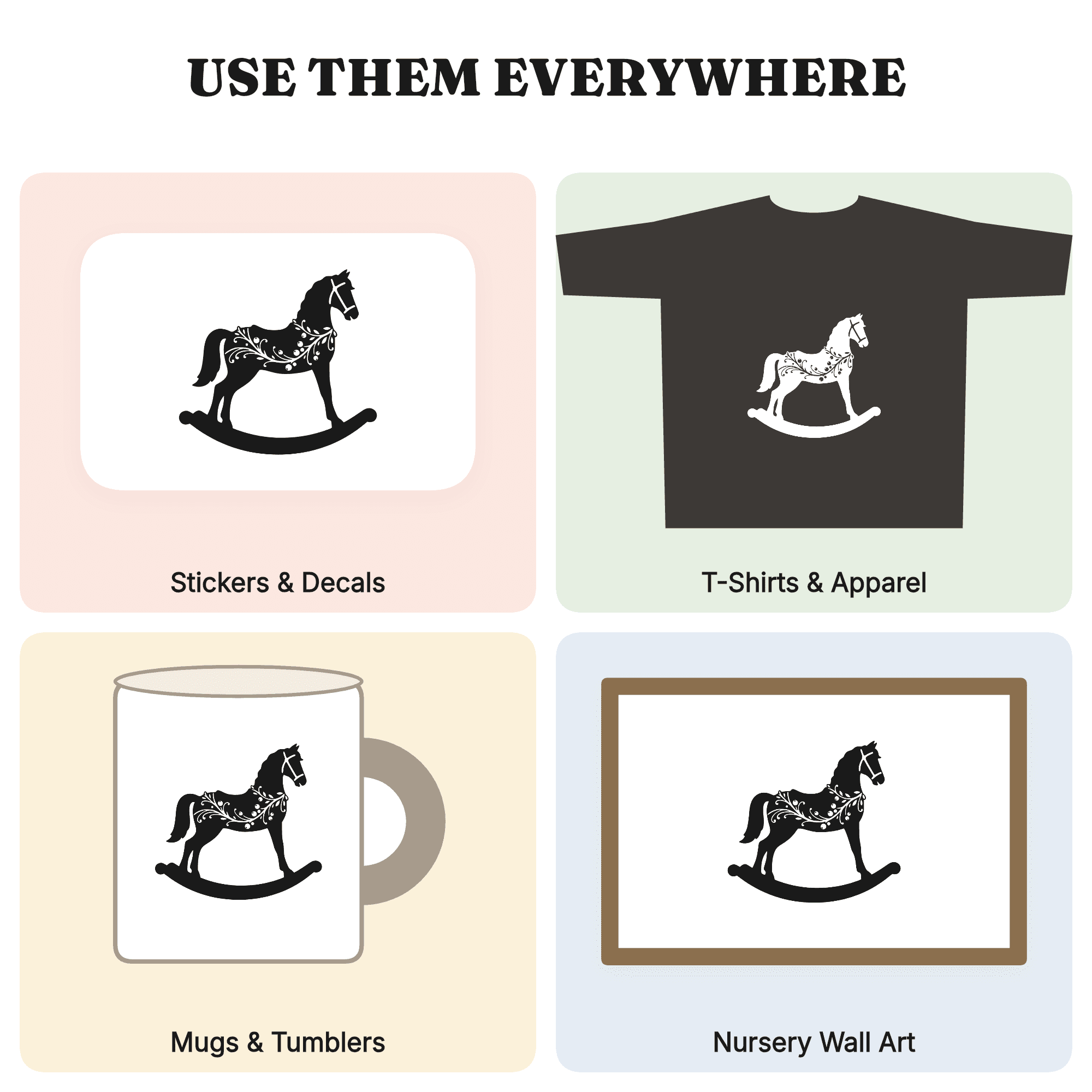 Vintage Rocking Horse SVG PNG, Cranberry Garland Silhouette, Thanksgiving Fall Harvest Cut File — view 3