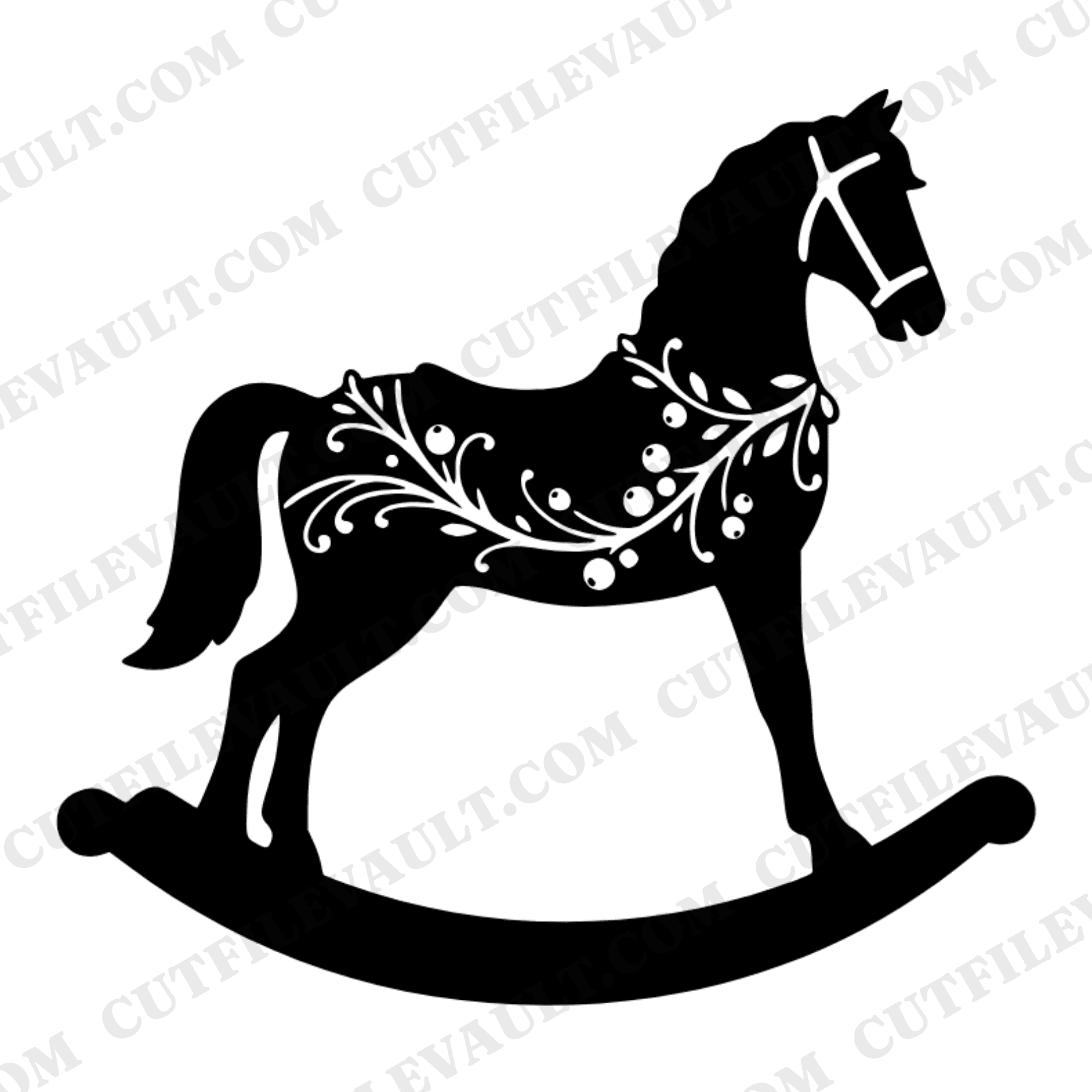 Vintage Rocking Horse SVG PNG, Cranberry Garland Silhouette, Thanksgiving Fall Harvest Cut File — view 1