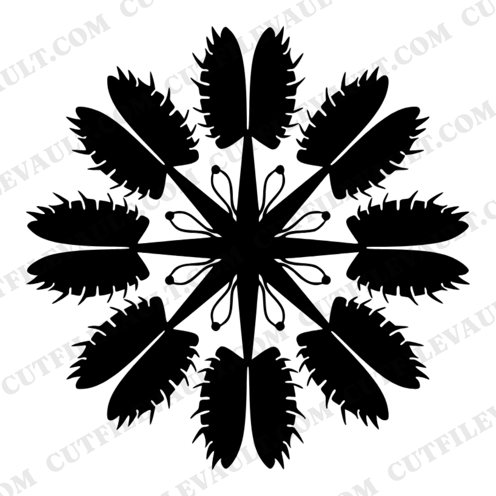 Spooky Venus Flytrap SVG PNG, Halloween Carnivorous Plant Starburst, Retro Y2K Botanical Cut File — view 1