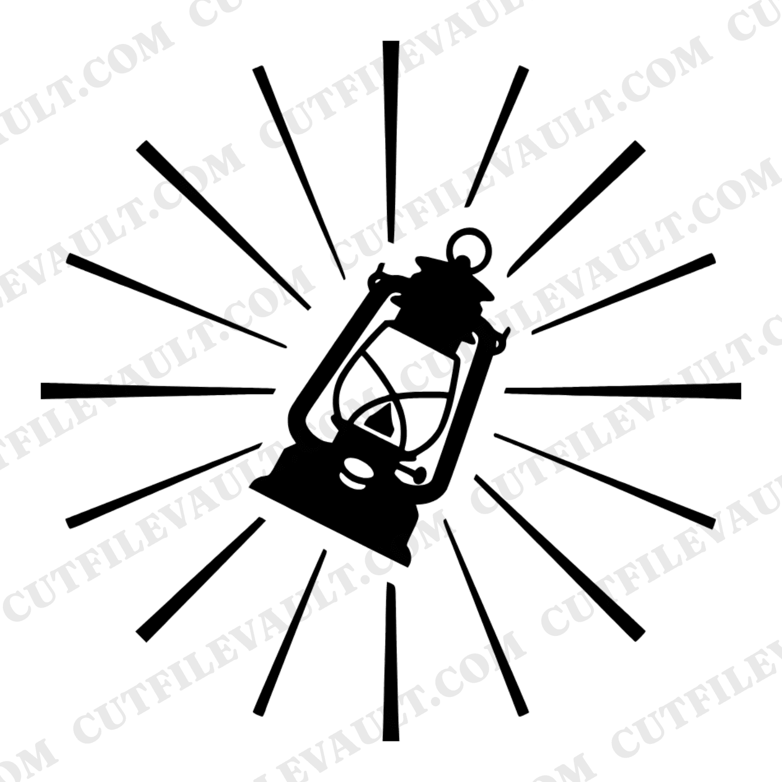 Vintage Lantern SVG PNG Art Deco Camping Light Rays Cut File Labor Day Weekend Adventure Design — view 1