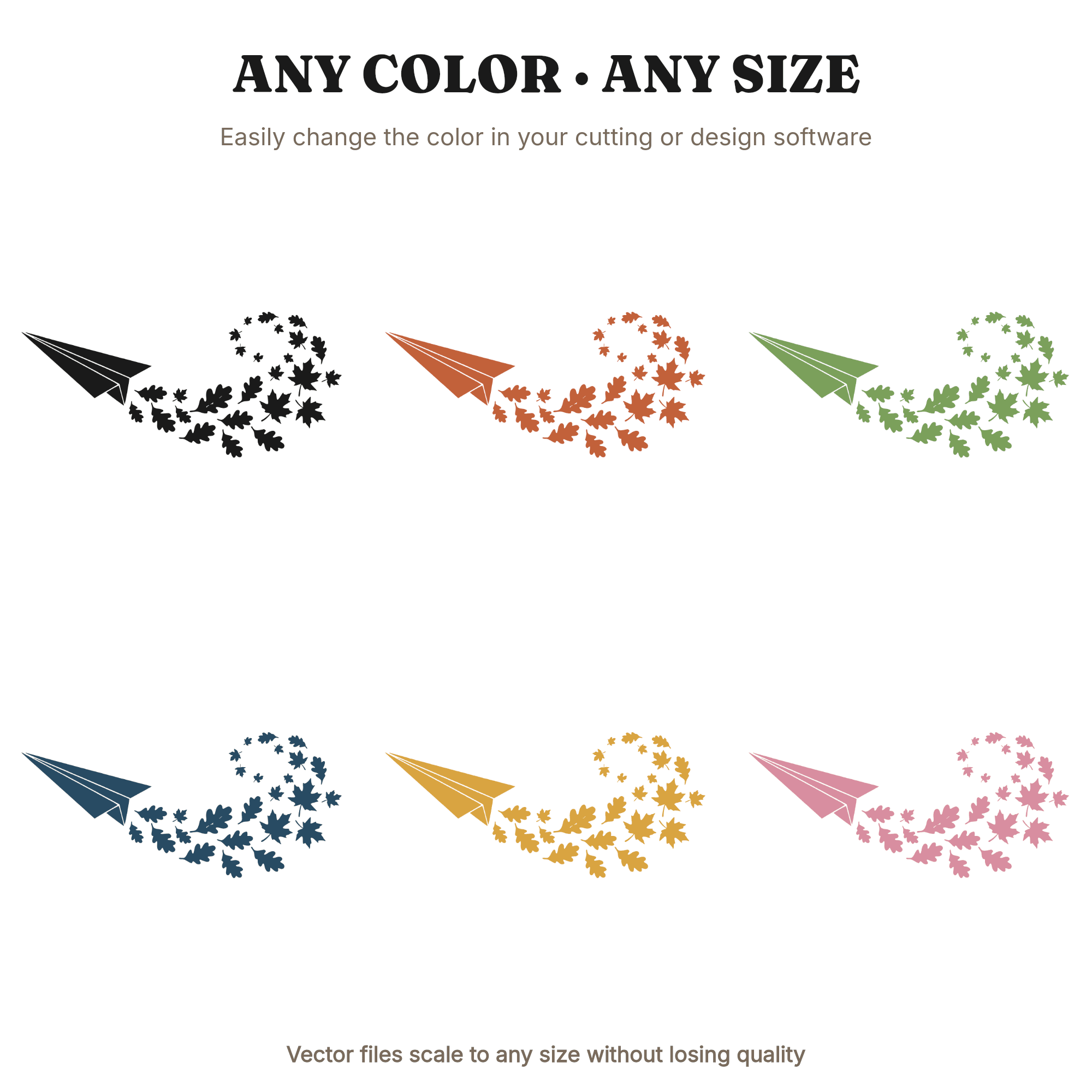 Paper Airplane Autumn Leaves SVG PNG Fall Nursery Decor Cut File Seasonal Craft Design — view 2