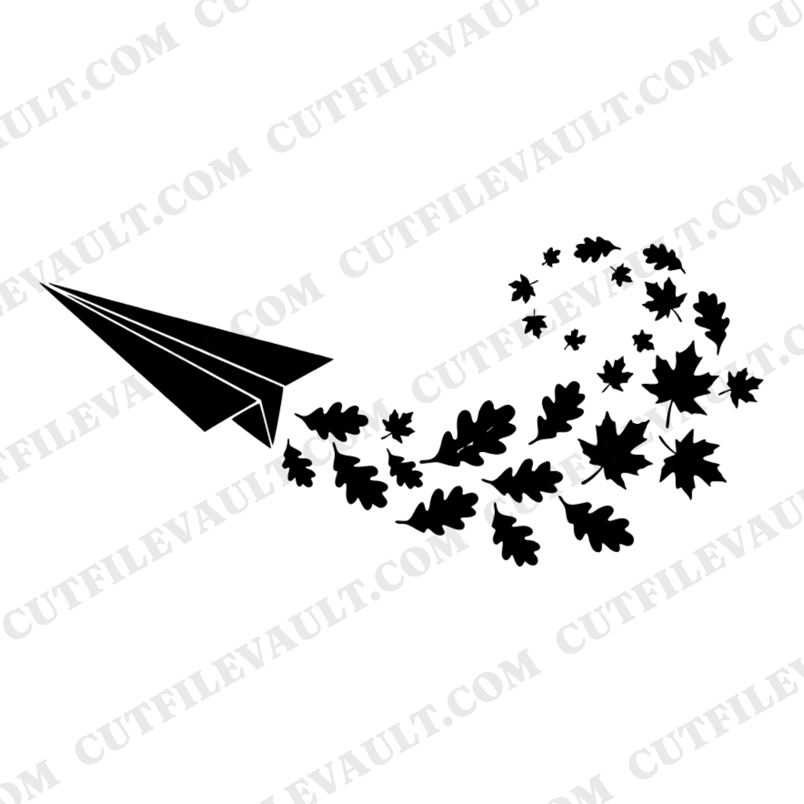 Paper Airplane Autumn Leaves SVG PNG Fall Nursery Decor Cut File Seasonal Craft Design — view 1