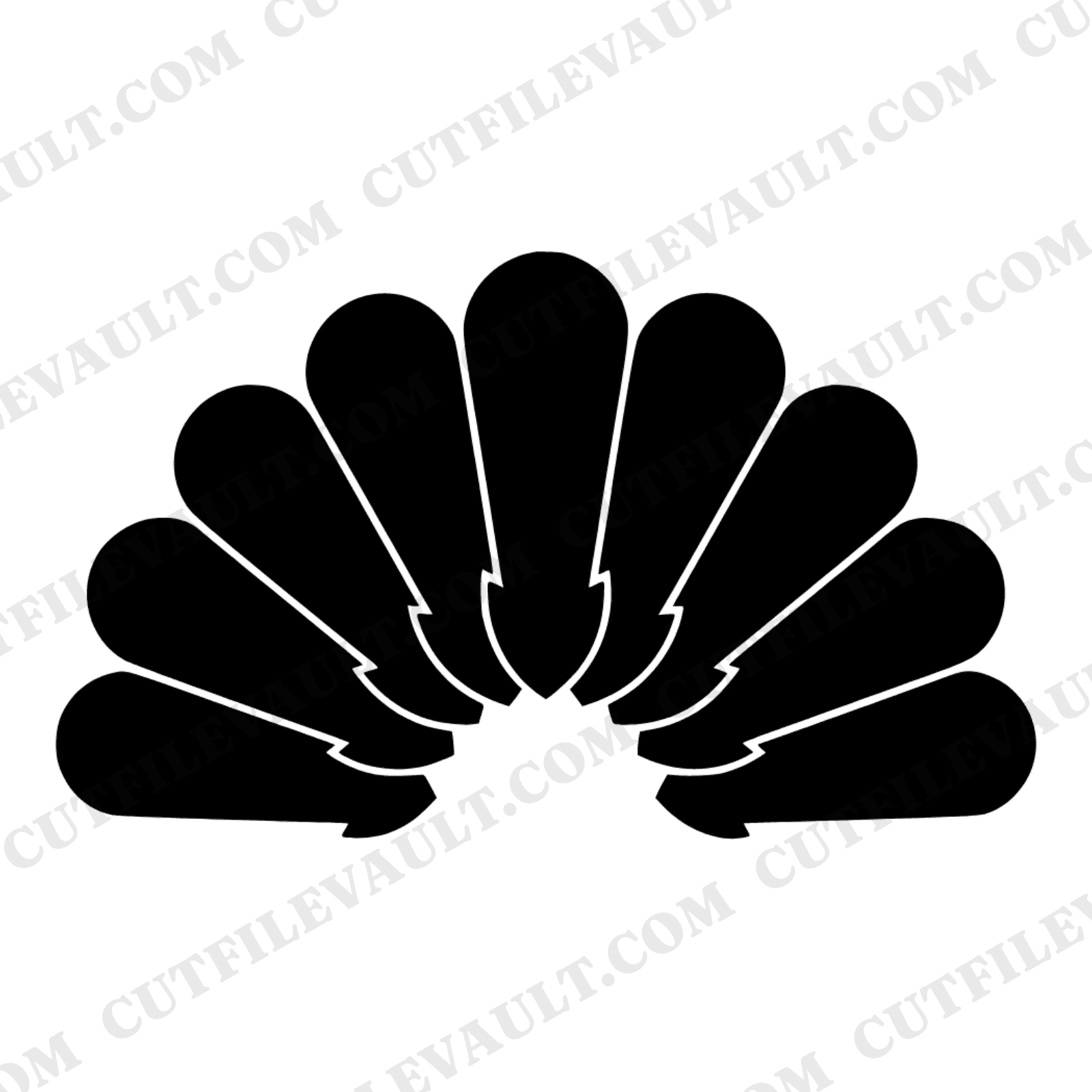 Retro Turkey Tail Feathers SVG PNG, 70s Thanksgiving Decor Cut File, Geometric Turkey Fan Design — view 1