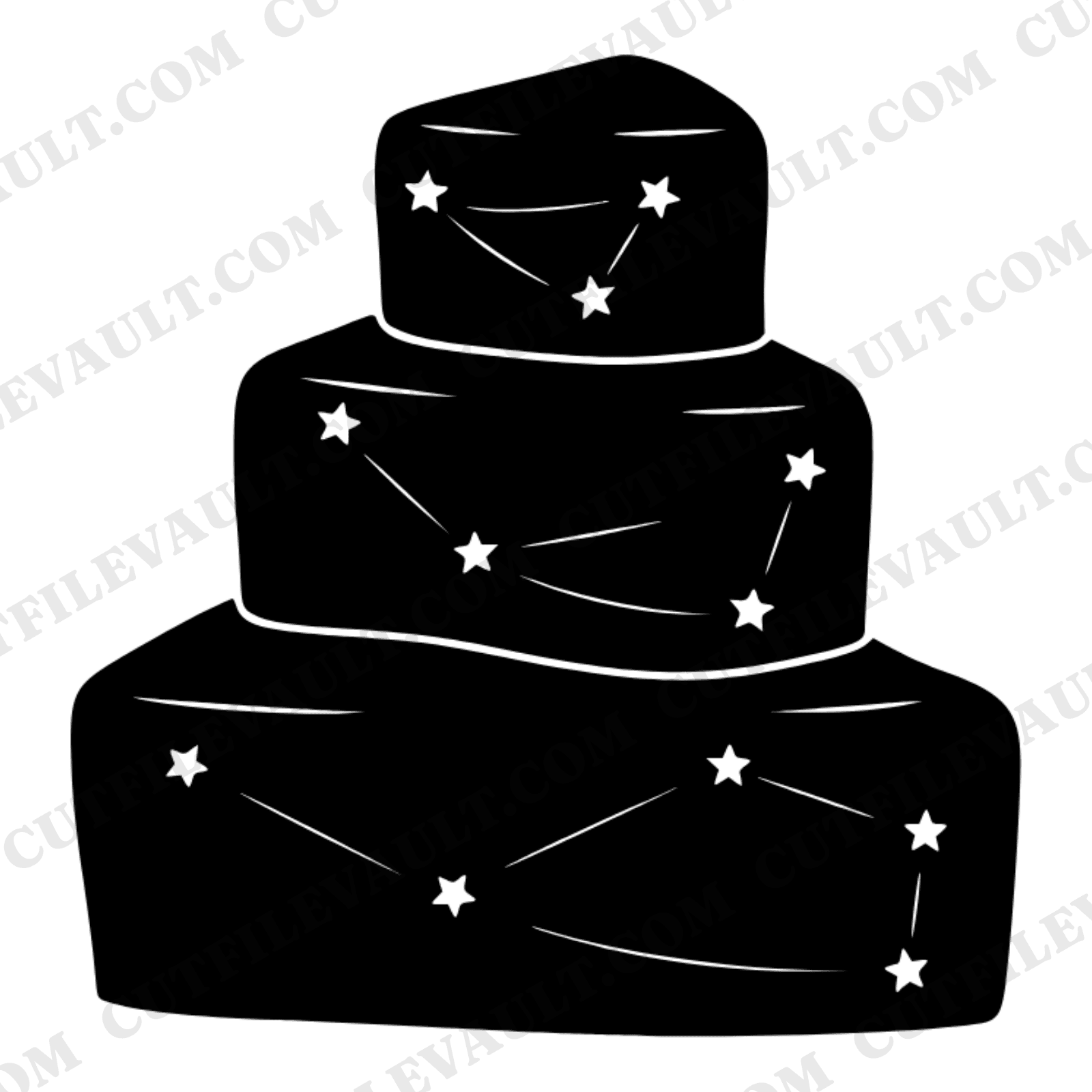 Celestial Wedding Cake Slice SVG PNG, Constellation Stars Tiered Cake Cut File for Cricut — view 1