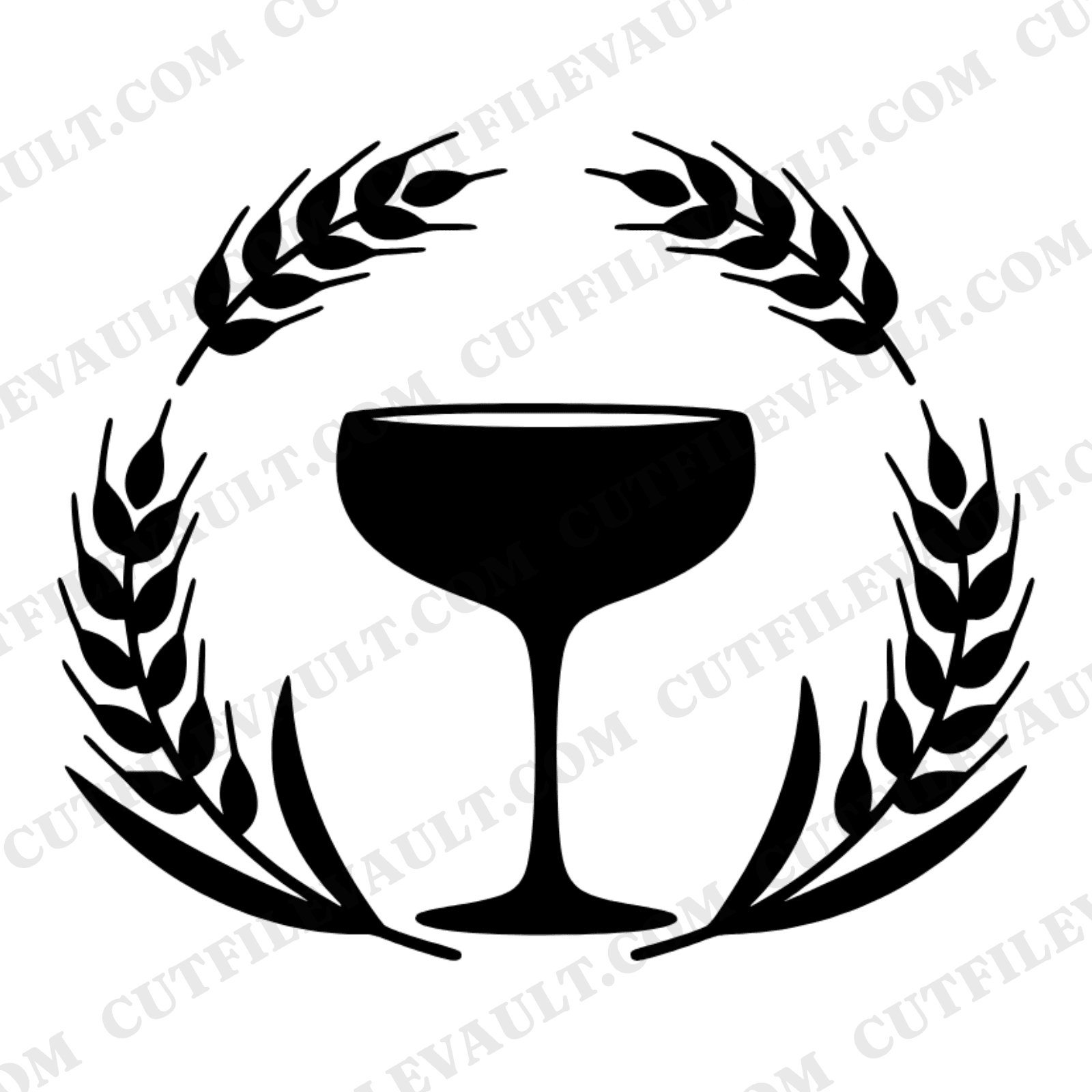Autumn Bride Champagne Coupe SVG PNG, Wheat Wreath Fall Wedding Bridal Shower Cut File — view 1