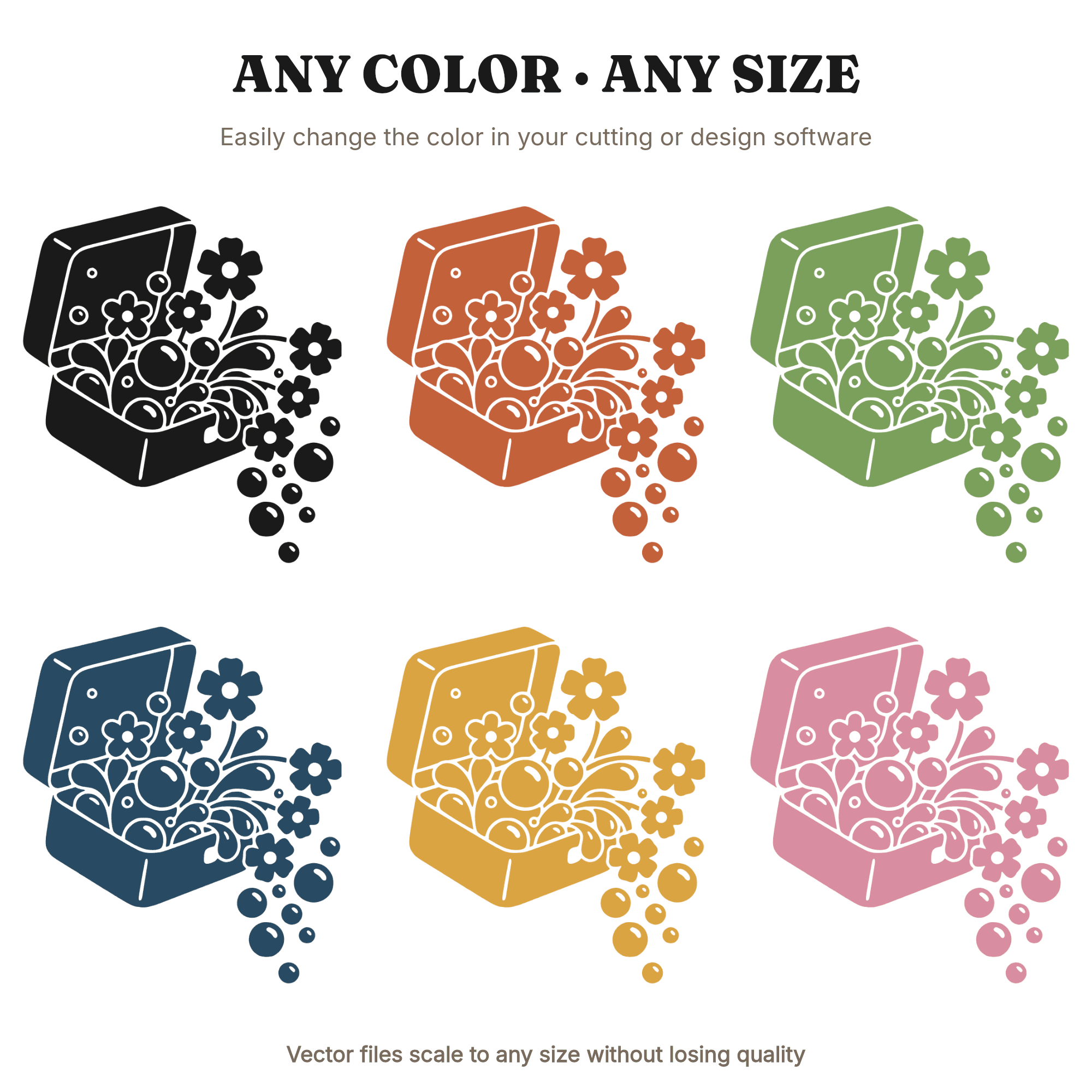 Y2K Lunchbox SVG PNG Cottagecore Floral Bubbles Silhouette Cut File Back to School Farmhouse Decor — view 2